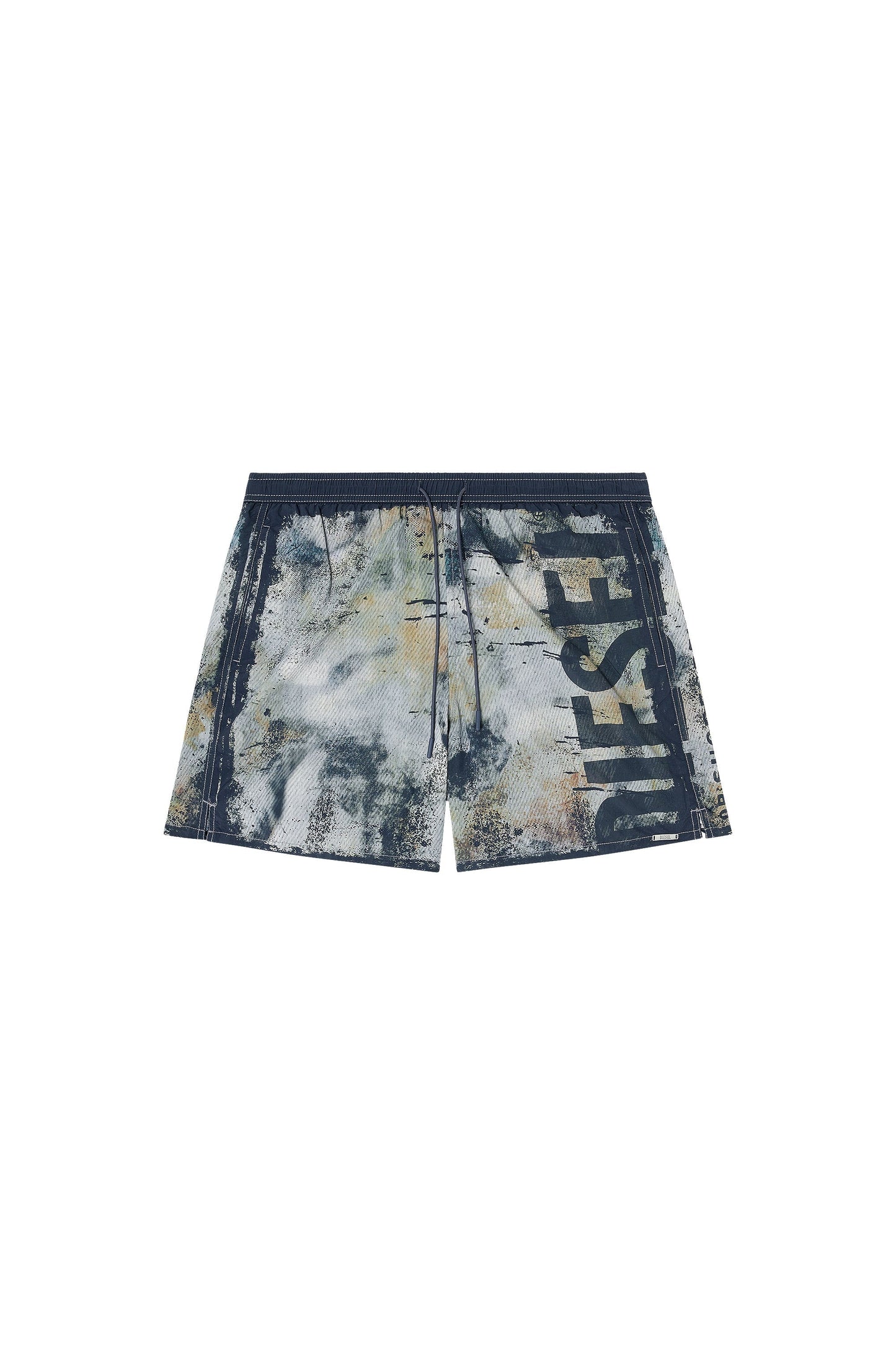 Swim shorts with distressed print and maxi logo