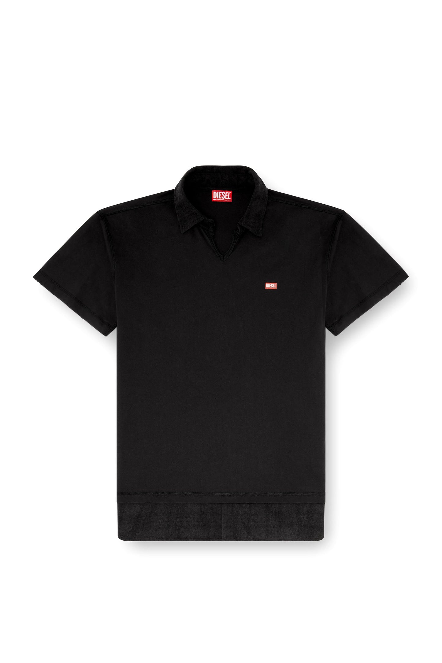 Jersey polo shirt with check flannel trims
