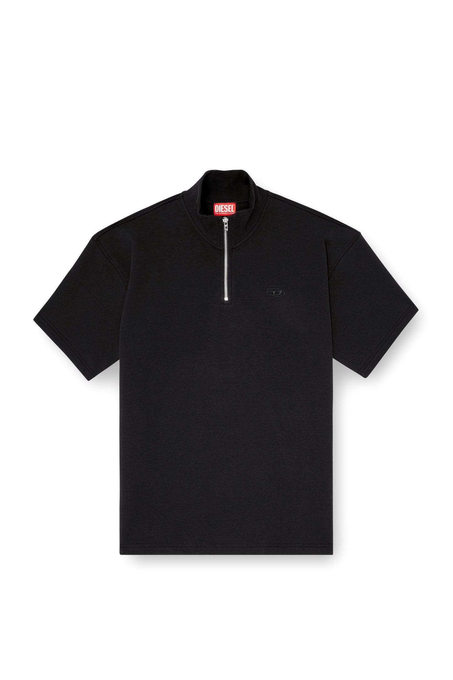Short-sleeve half-zip sweatshirt in light scuba