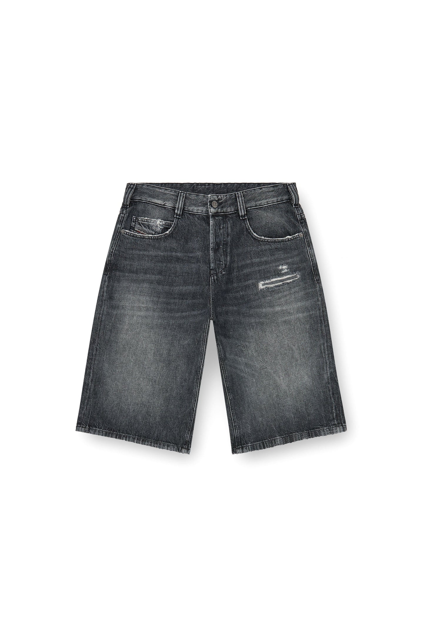 Denim relaxed shorts with abrasions