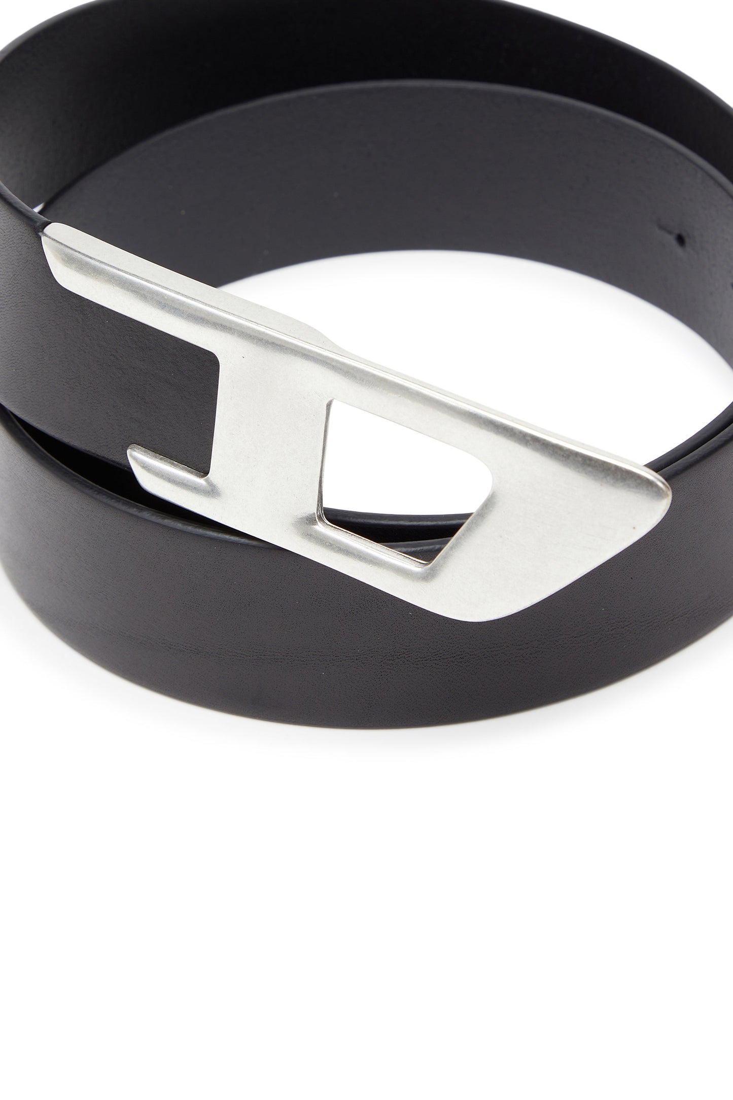 4 cm leather belt with metal D buckle