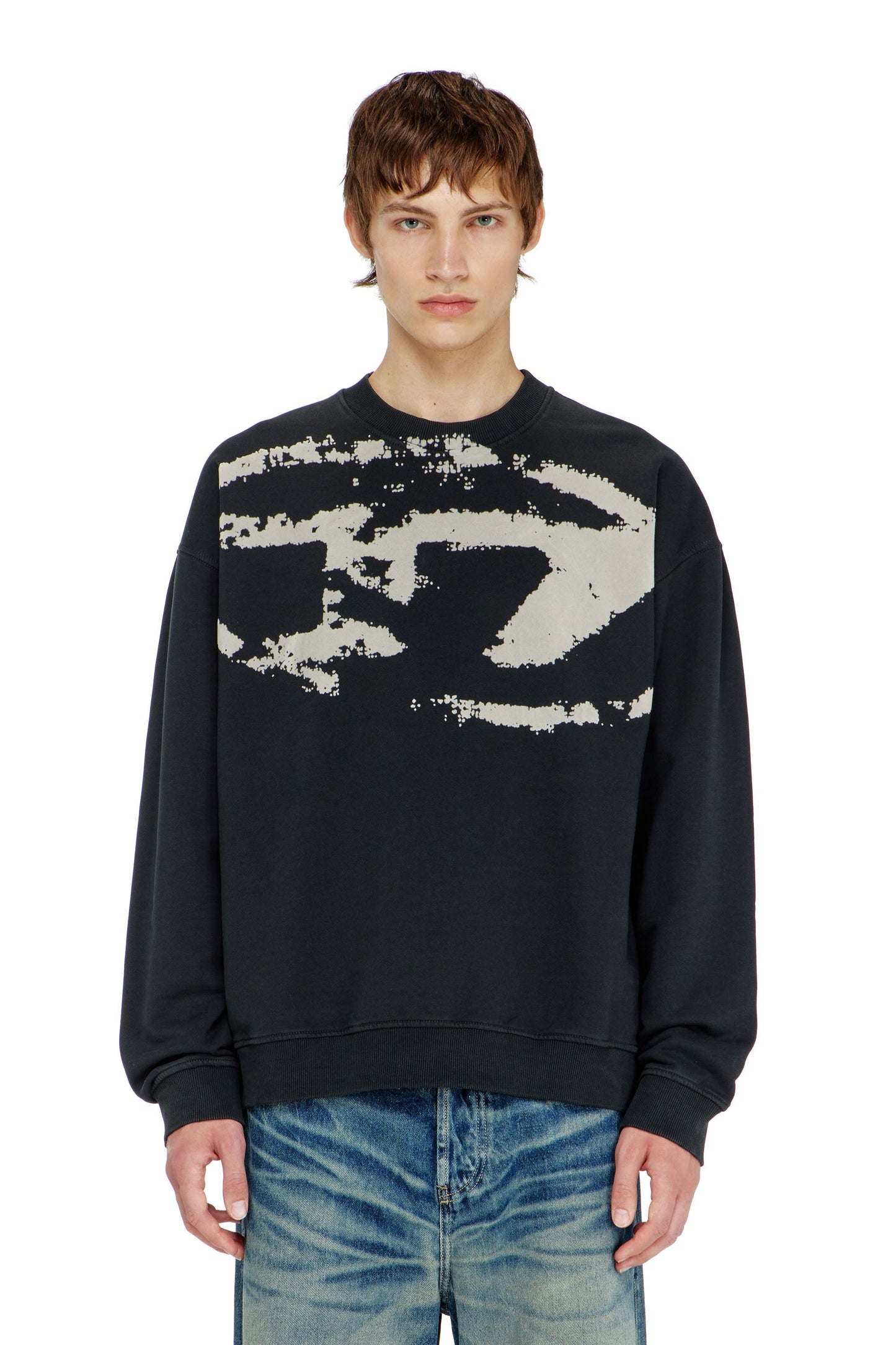Cotton sweatshirt with flocked Oval D