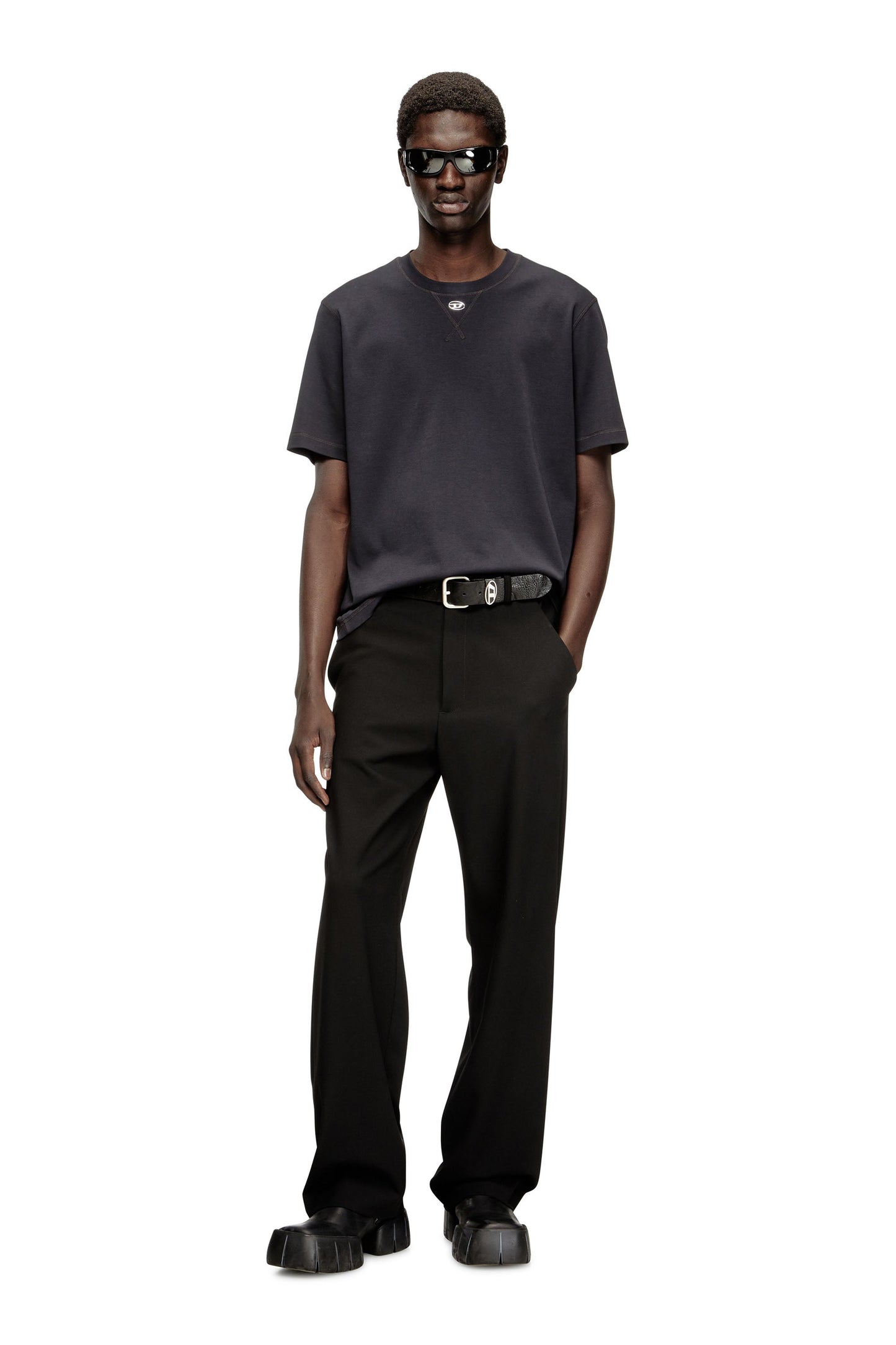 Regular T-shirt with crew neck and Oval D