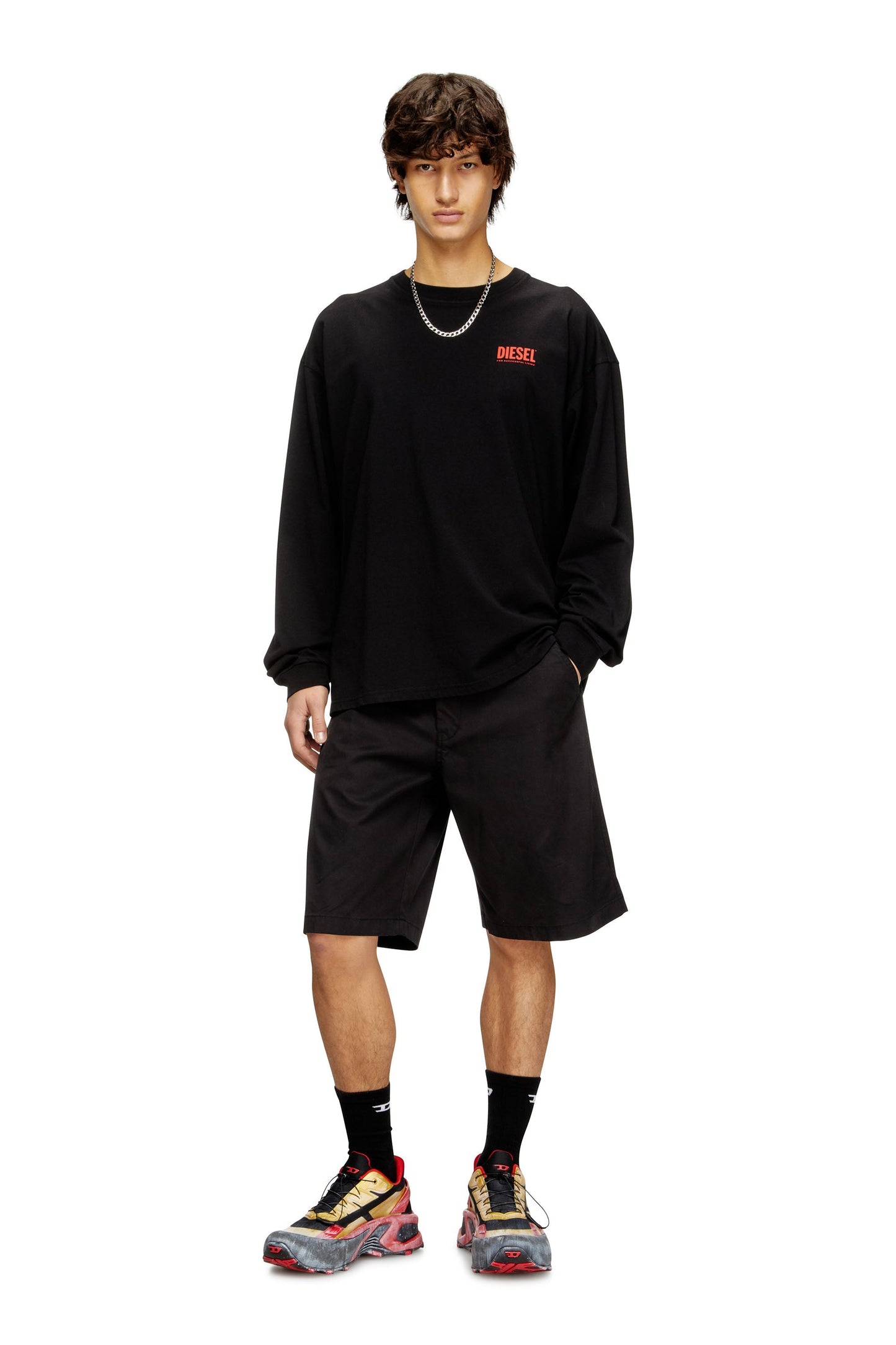 Relaxed long-sleeve T-shirt with Biscotto logo