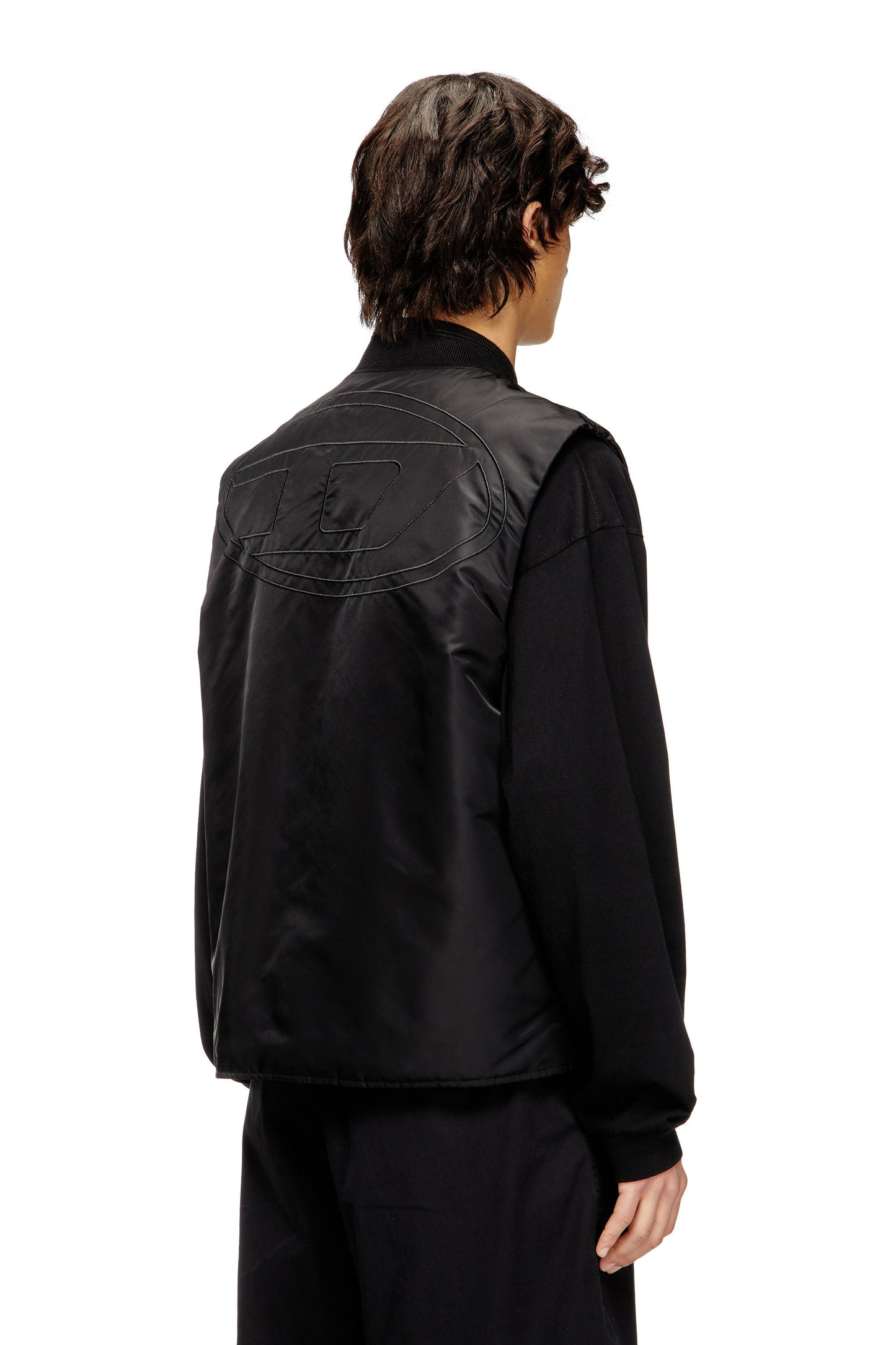 Padded satin vest with Oval D embroidery