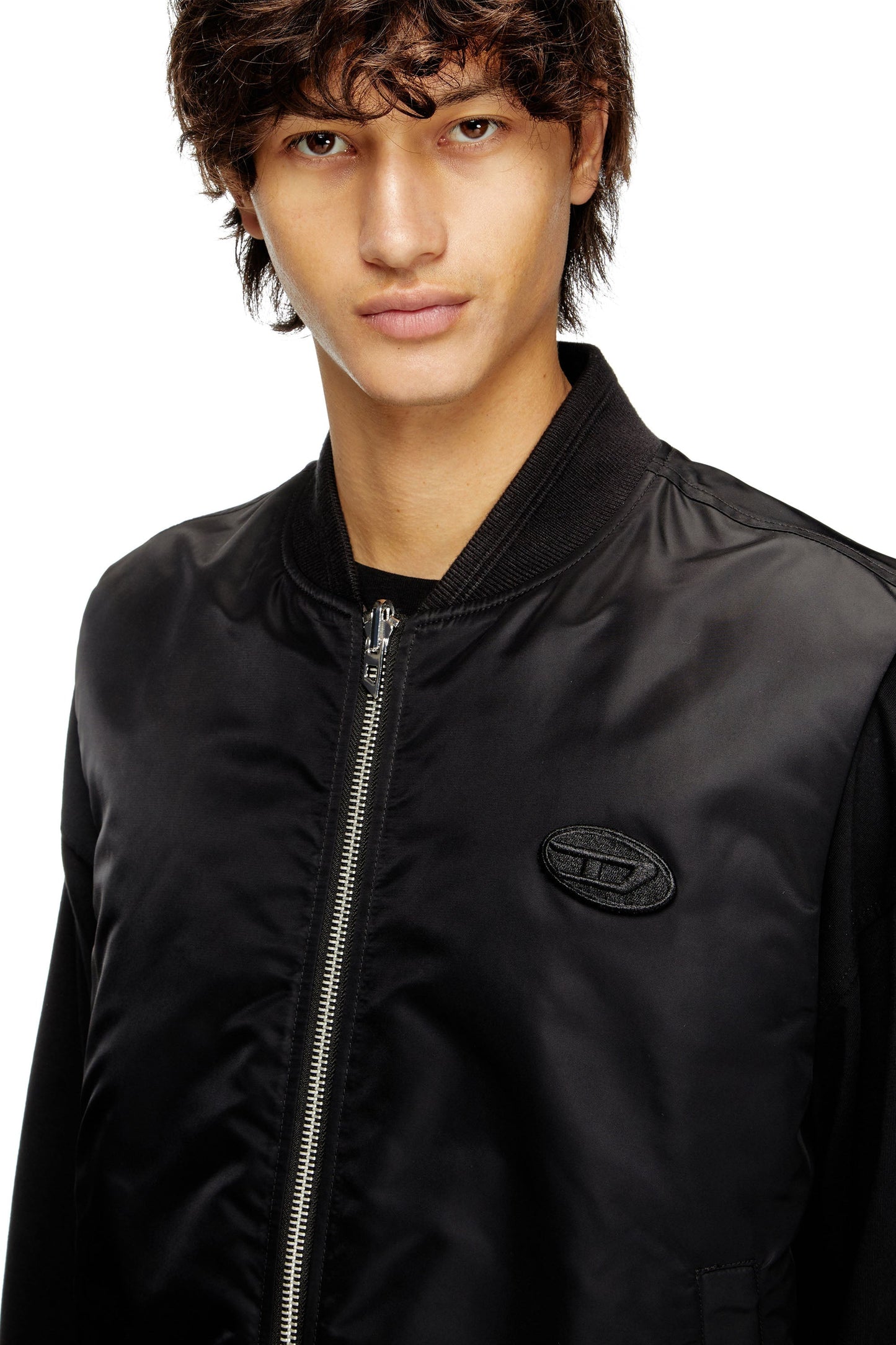 Padded satin vest with Oval D embroidery