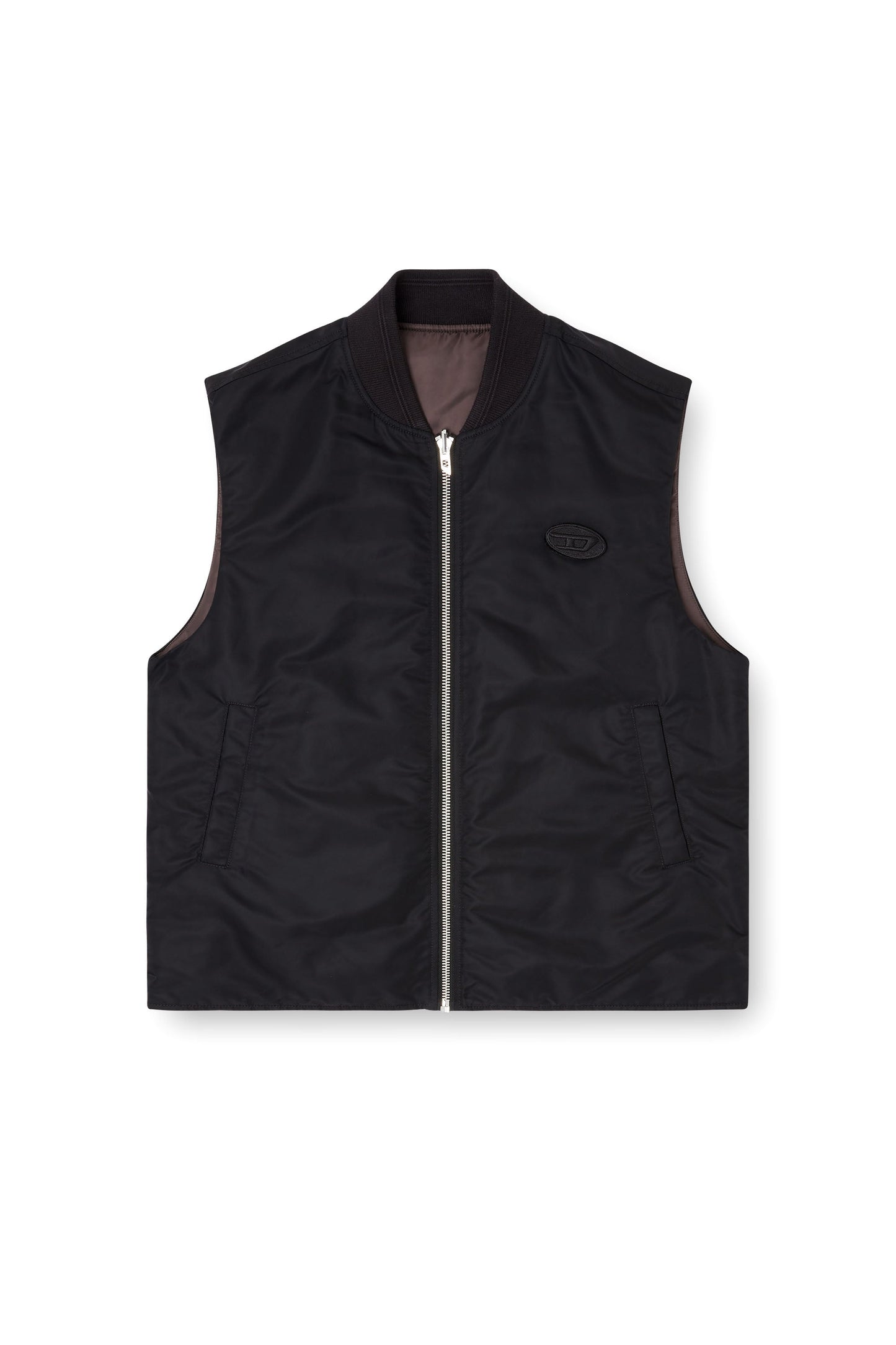 Padded satin vest with Oval D embroidery
