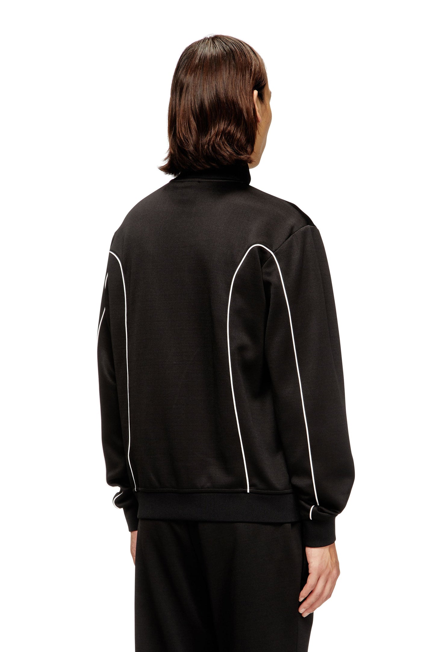 Sweat fabric track jacket with contrast piping