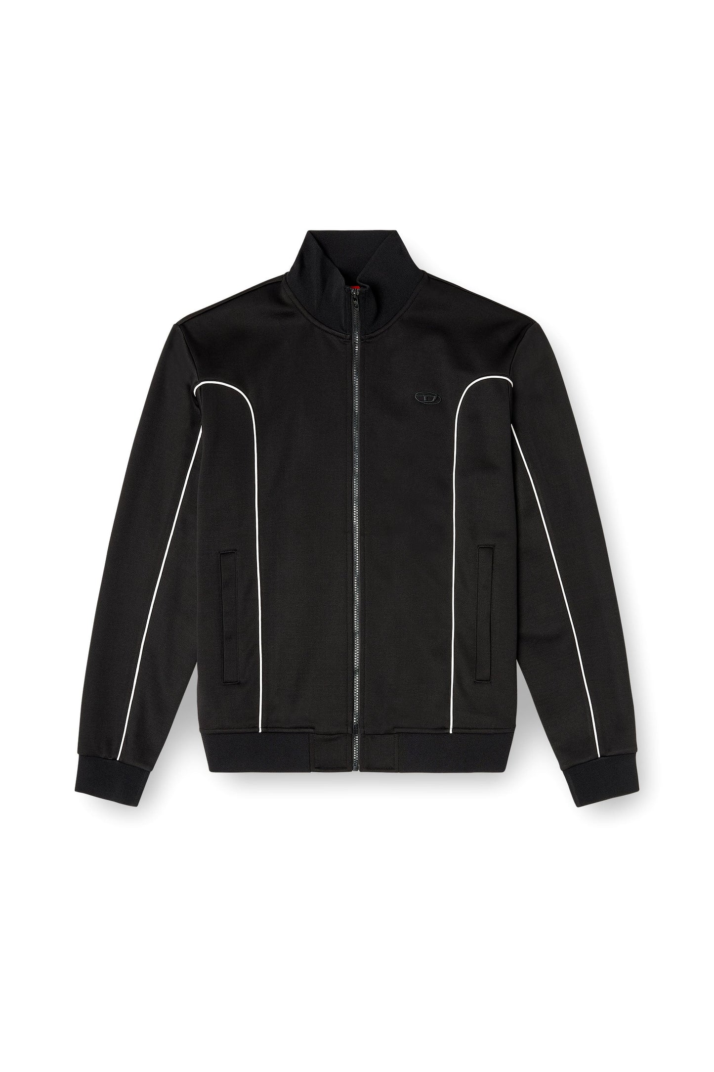 Sweat fabric track jacket with contrast piping