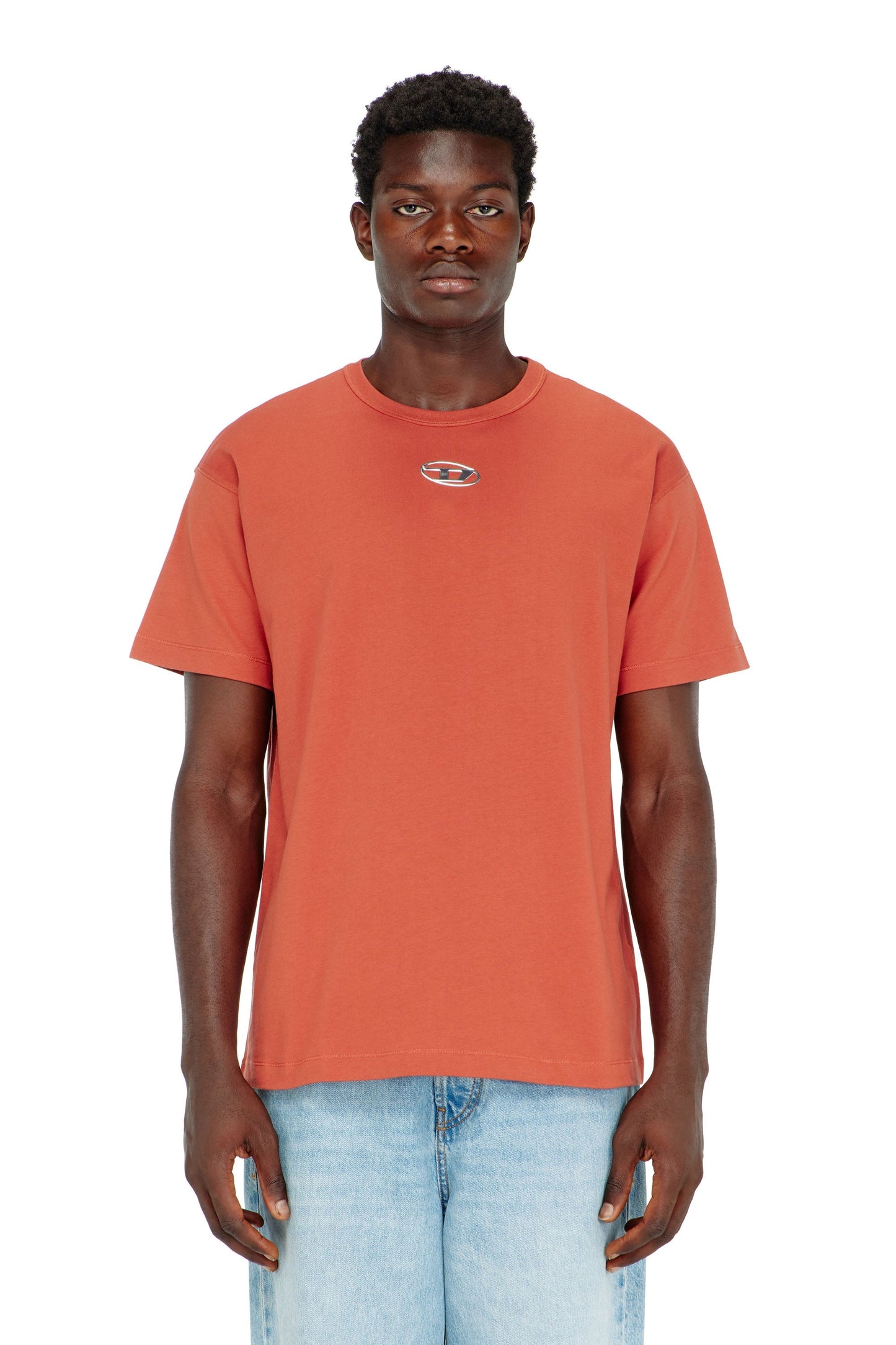 Light cotton T-shirt with metallic Oval D logo