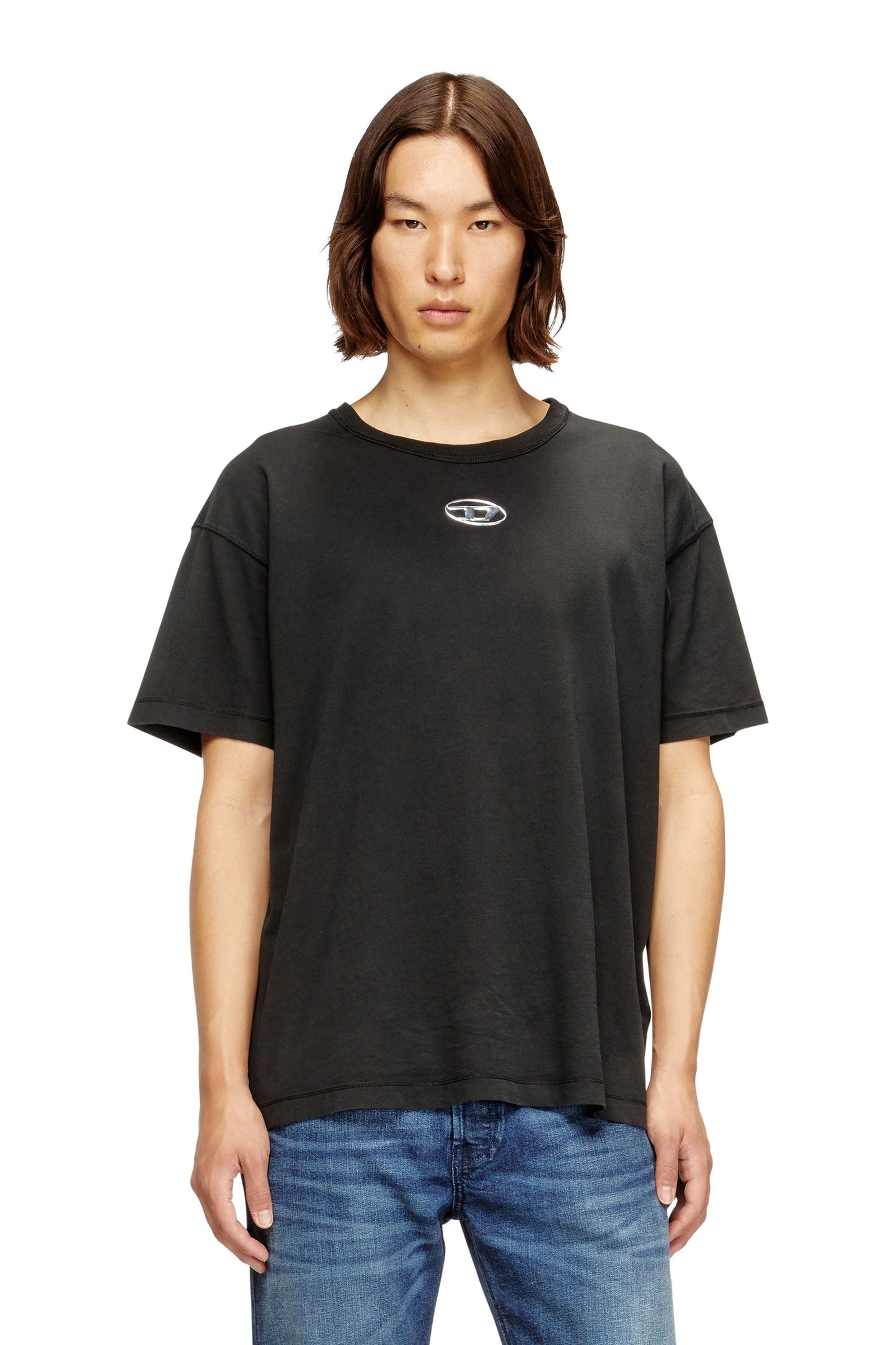 Light cotton T-shirt with metallic Oval D logo