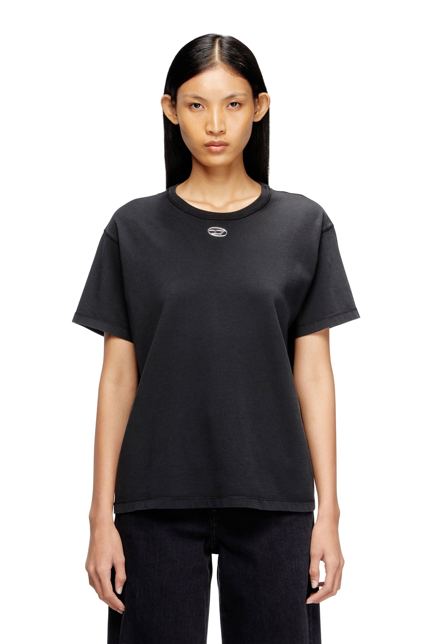 Cotton T-shirt with metallic Oval D