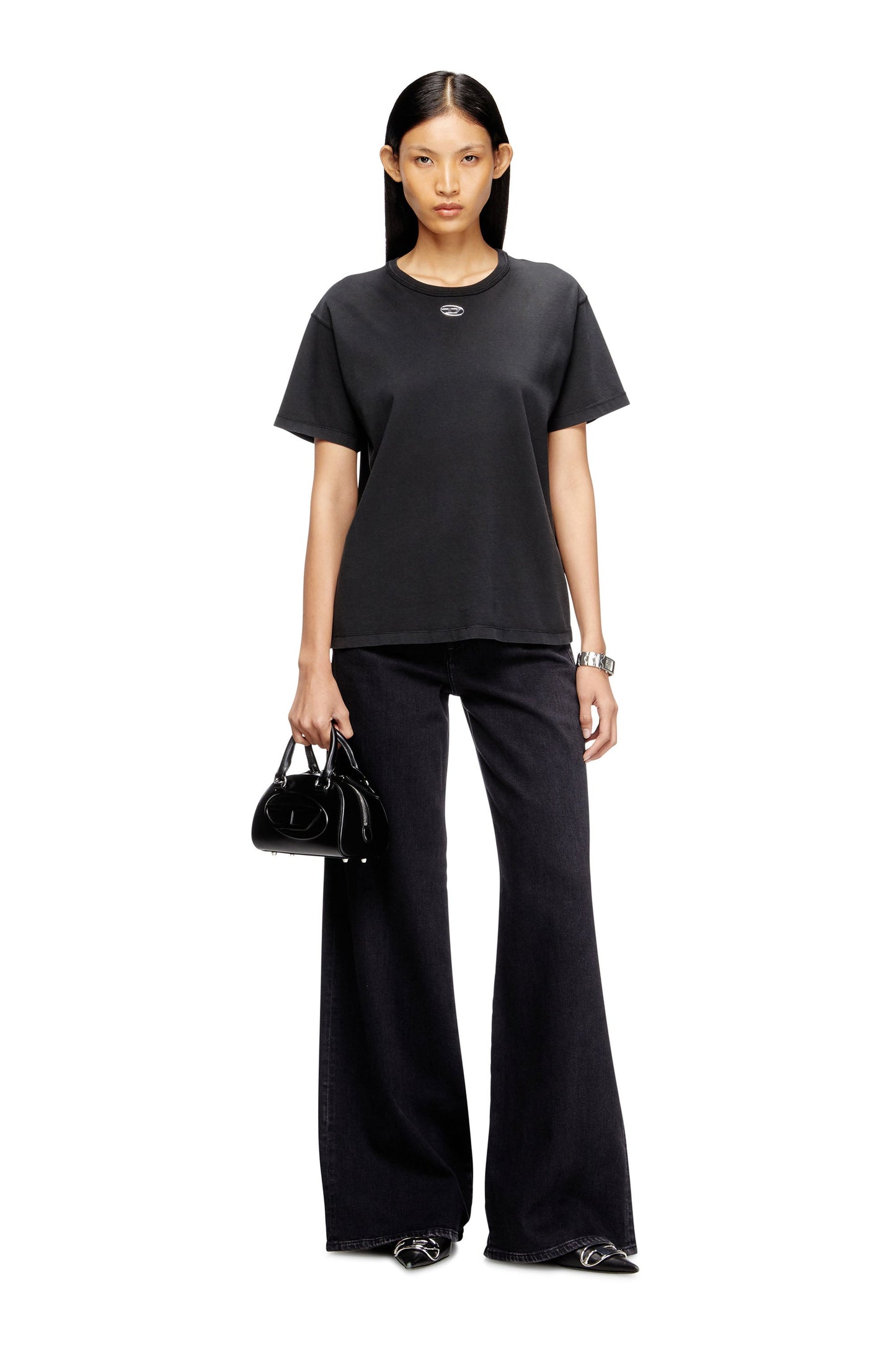 Cotton T-shirt with metallic Oval D