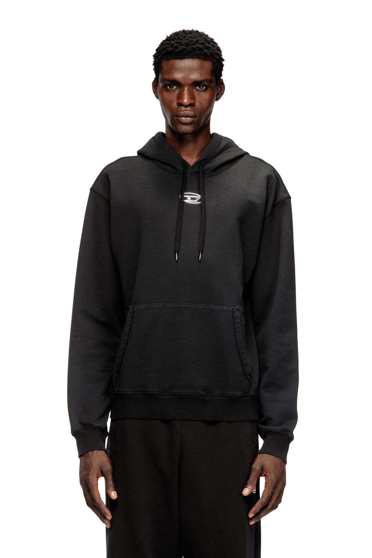 Cotton hoodie with metallic Oval D