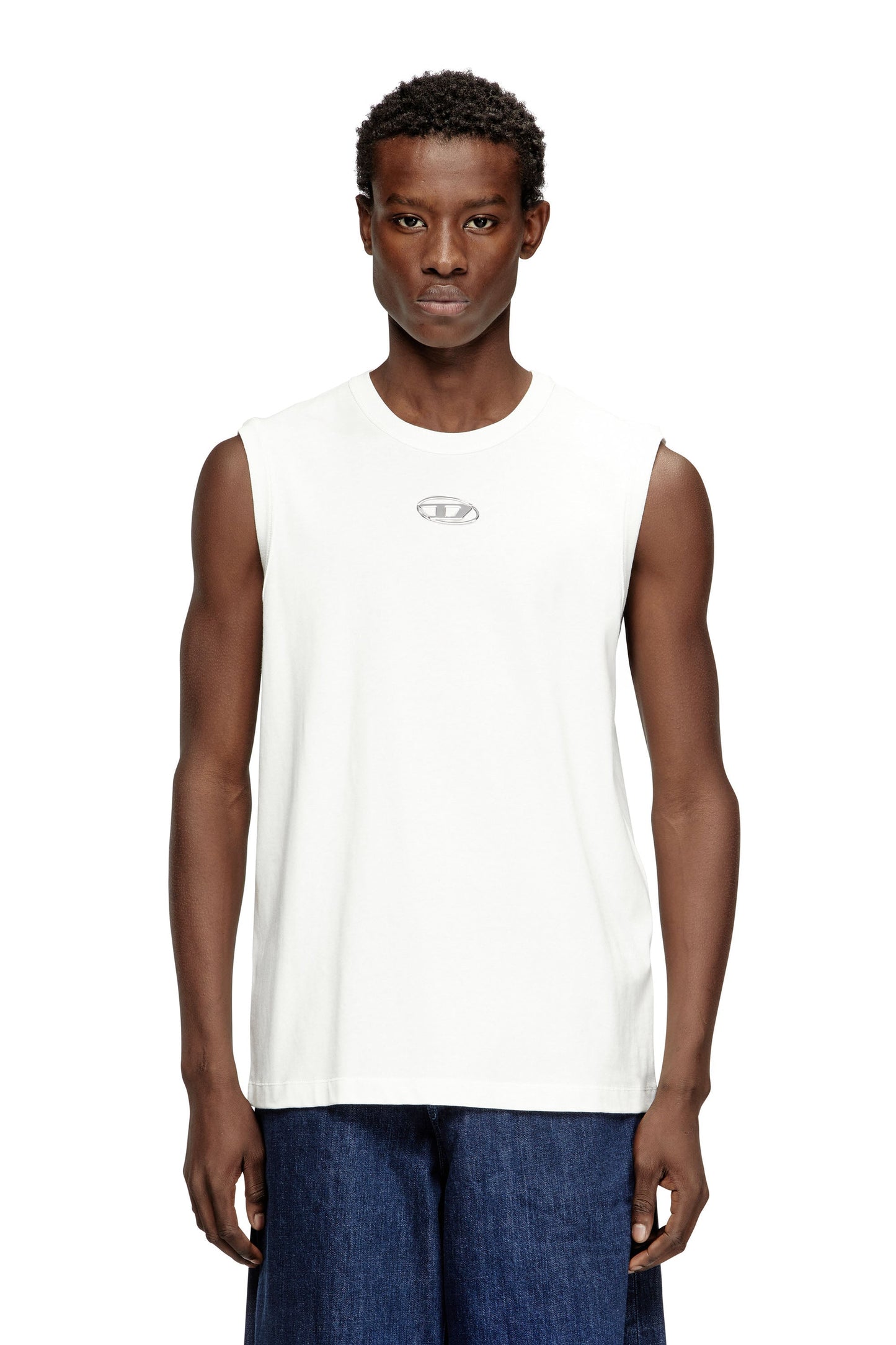 Cotton tank top with metallic Oval D