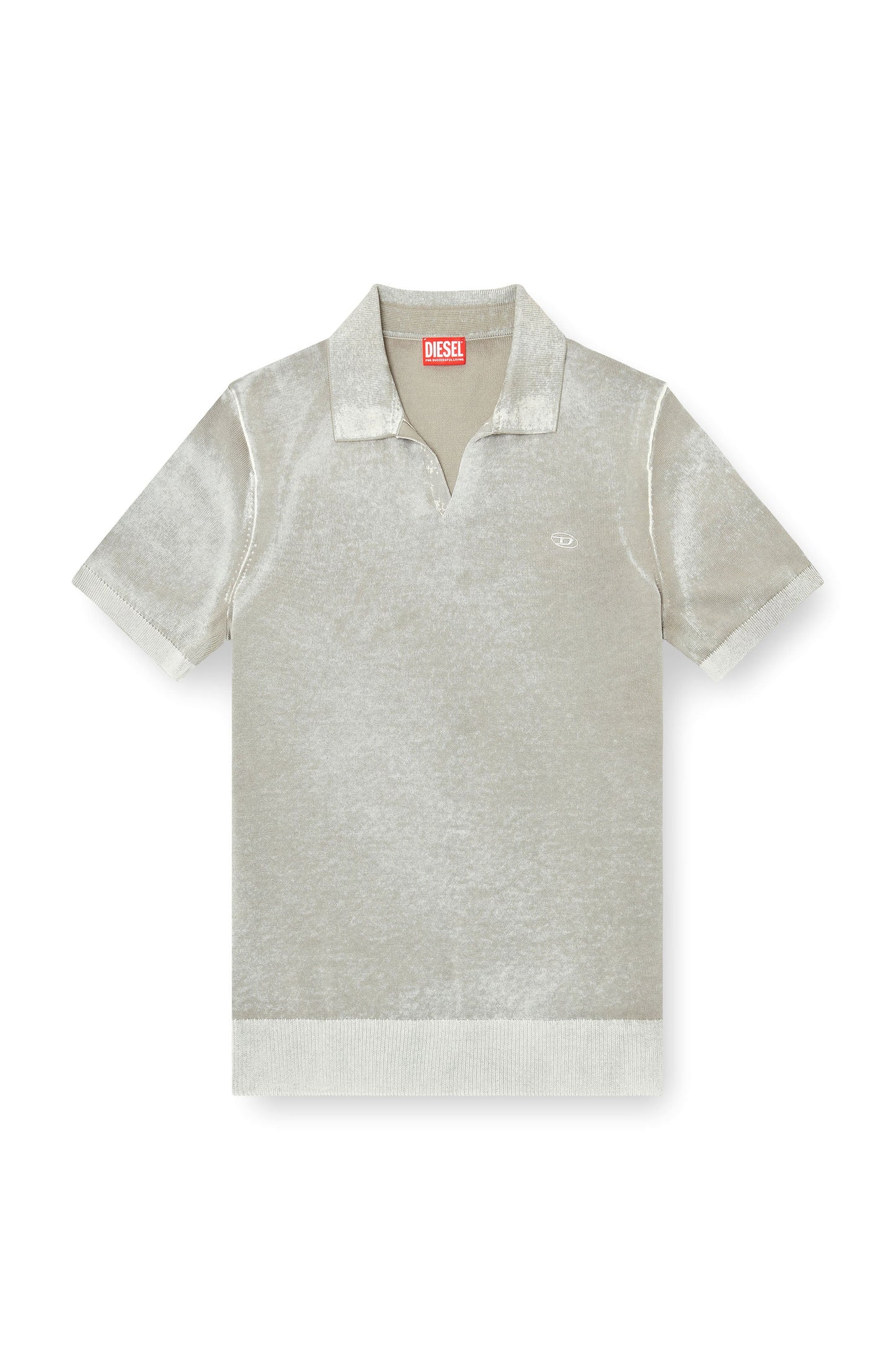 Knit polo shirt with faded reverse print