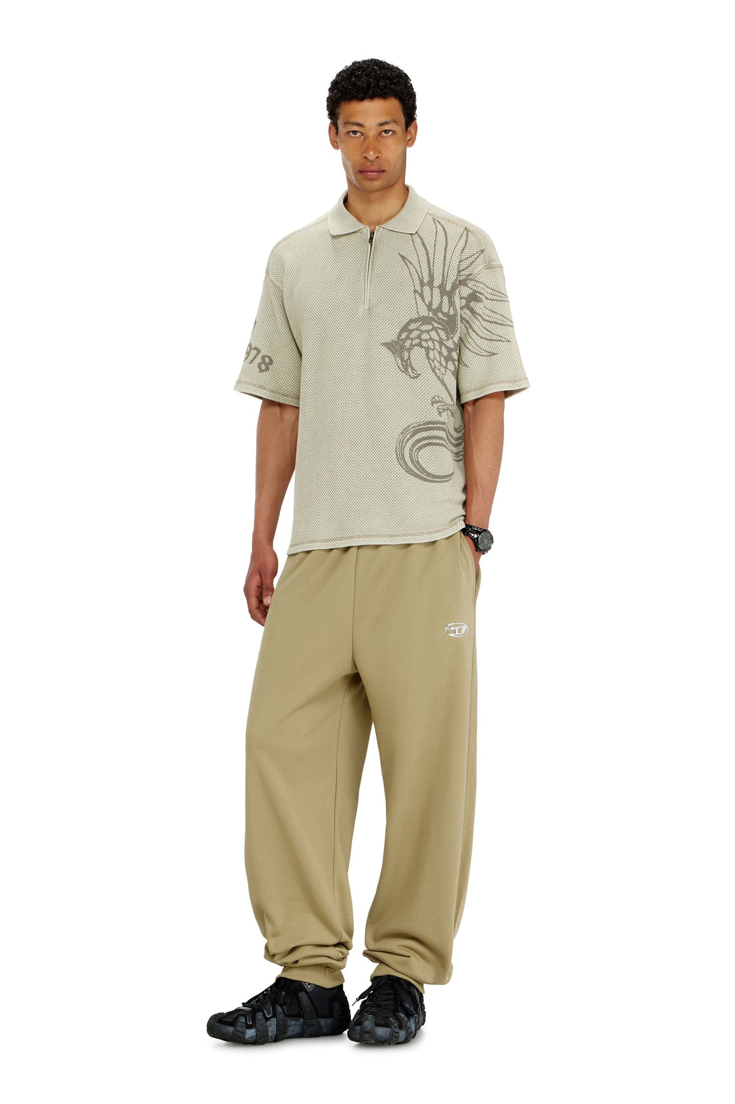 Cotton pants with metallic Oval D