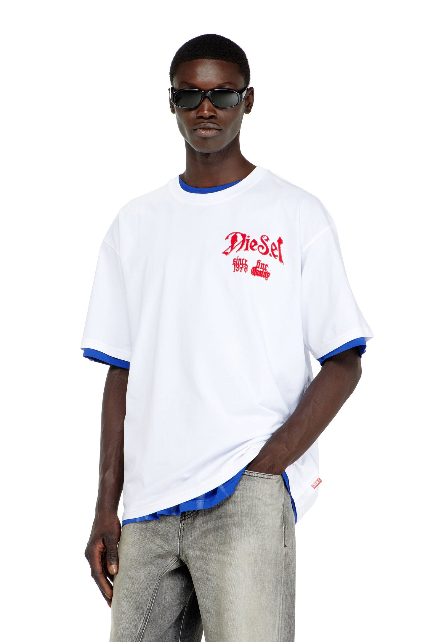 Cotton T-shirt with flock graphic