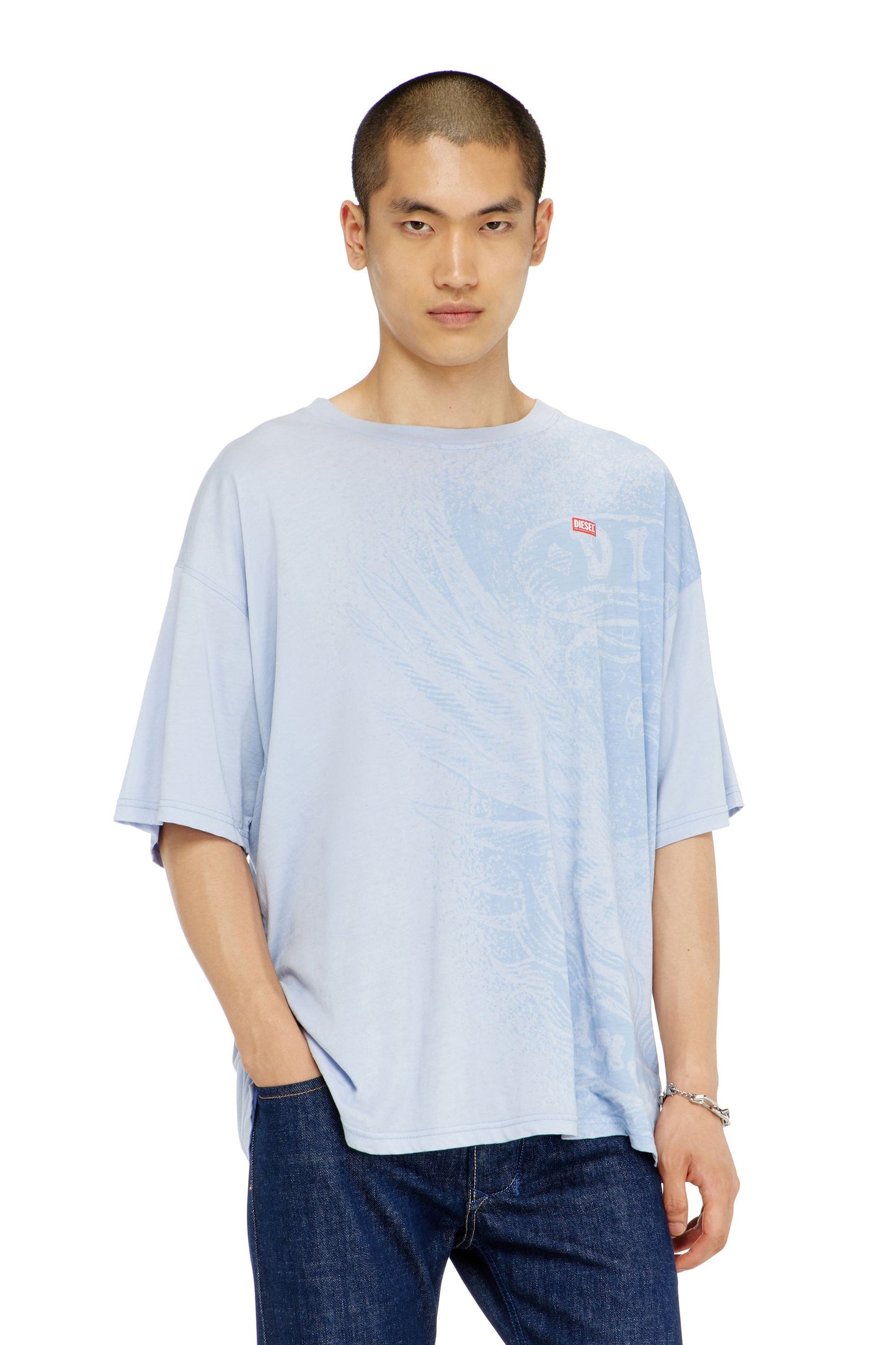 Relaxed T-shirt with pigment prints