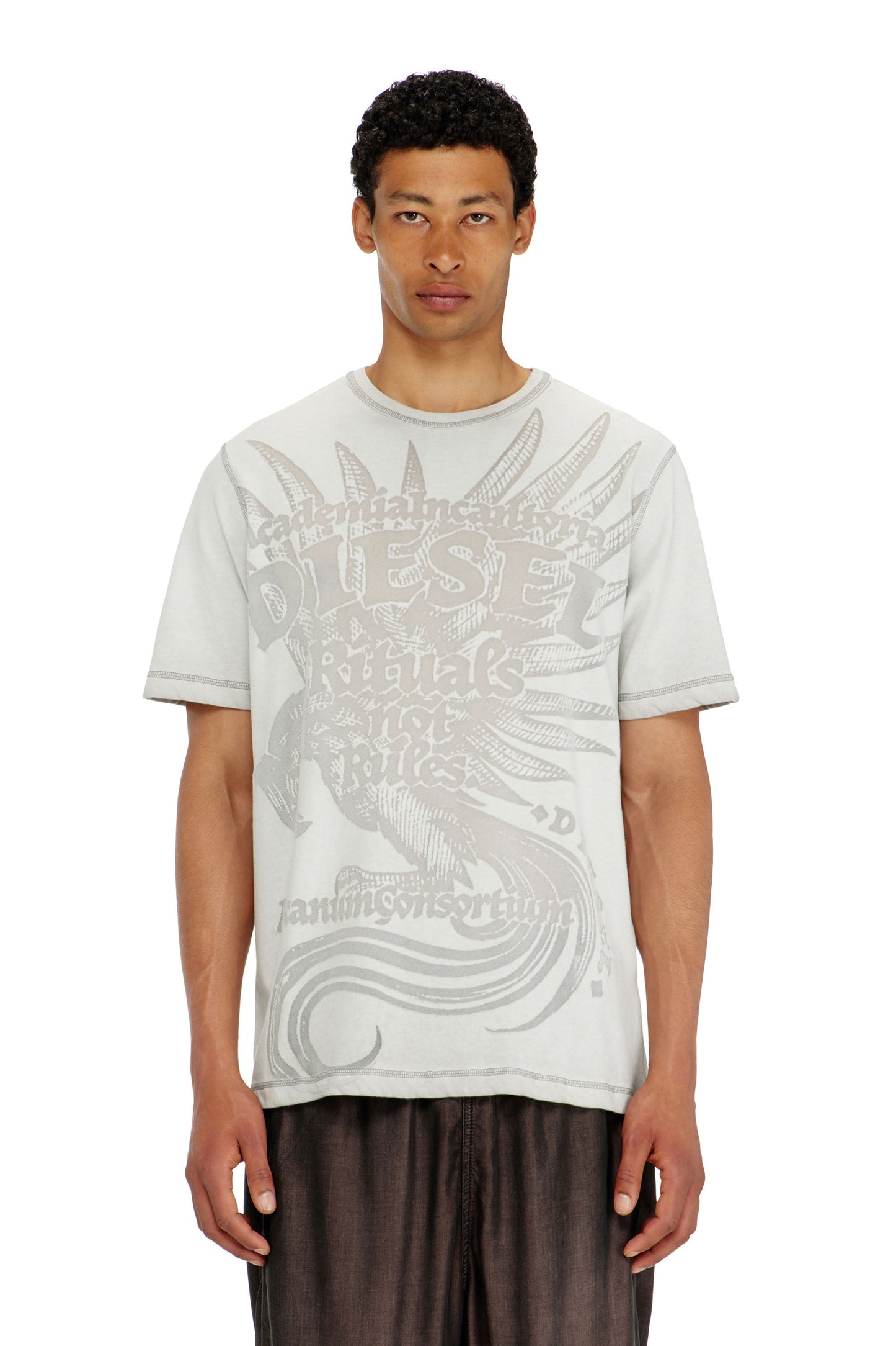 Jersey T-shirt with embossed graphic