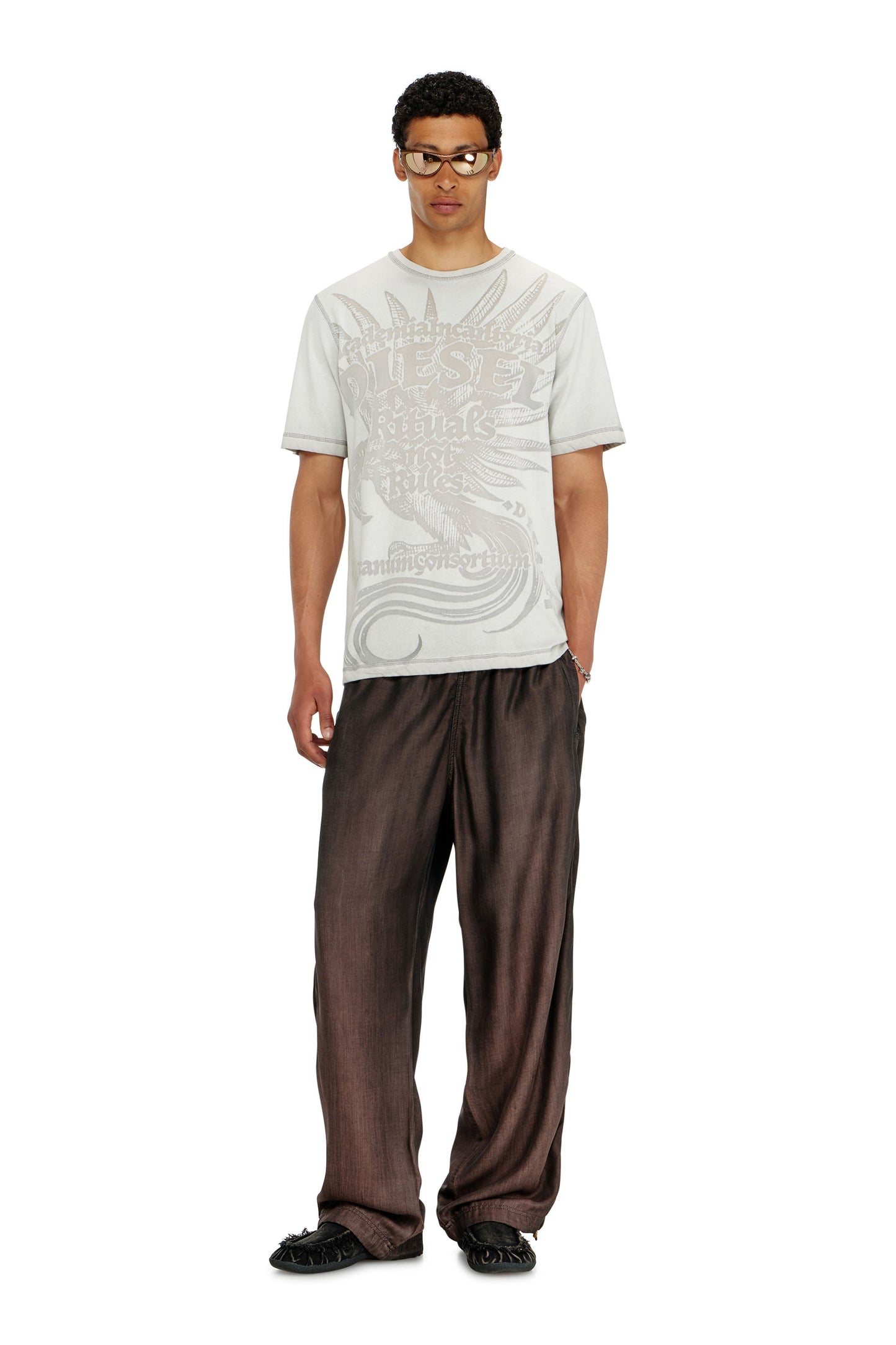 Jersey T-shirt with embossed graphic