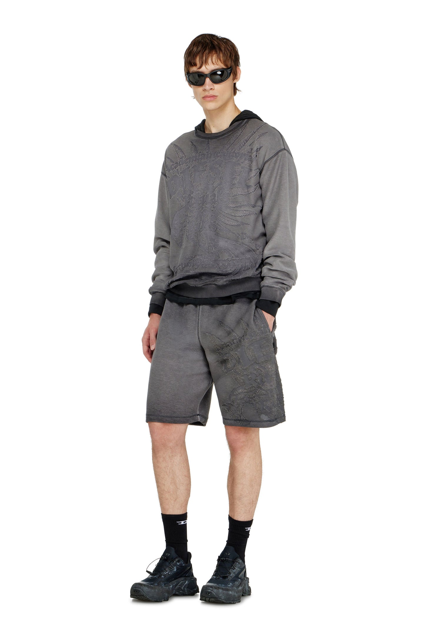 Sweatshorts with dévoré motifs