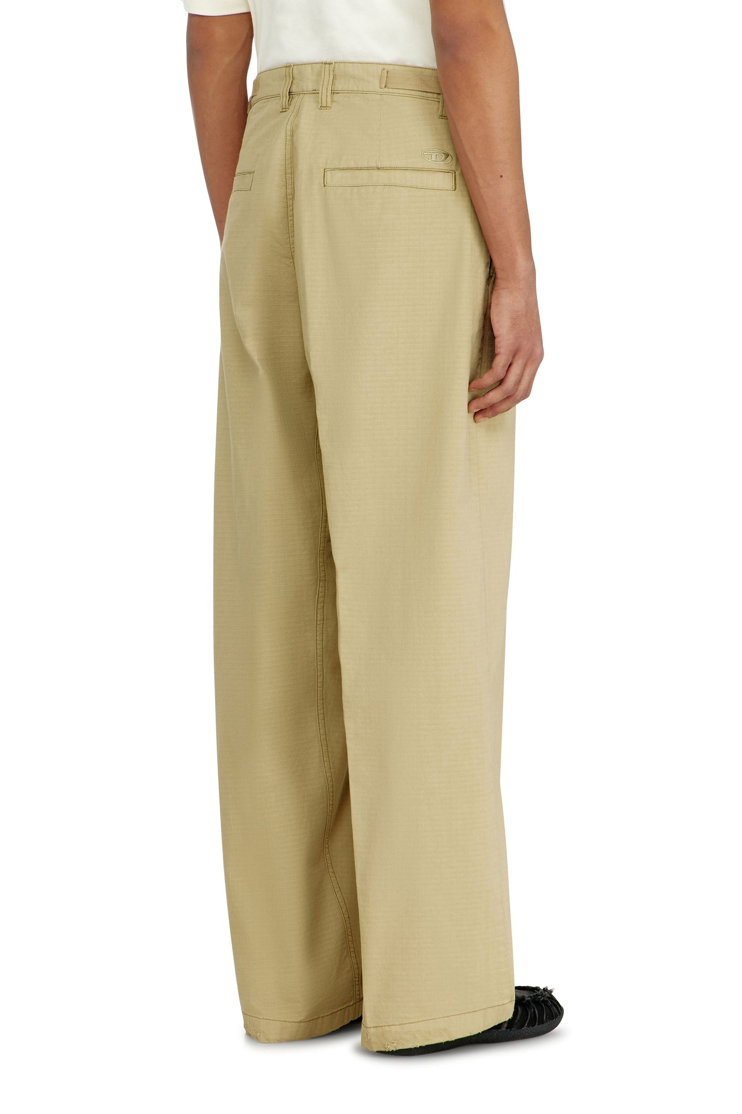 Cotton ripstop pants with side buckles