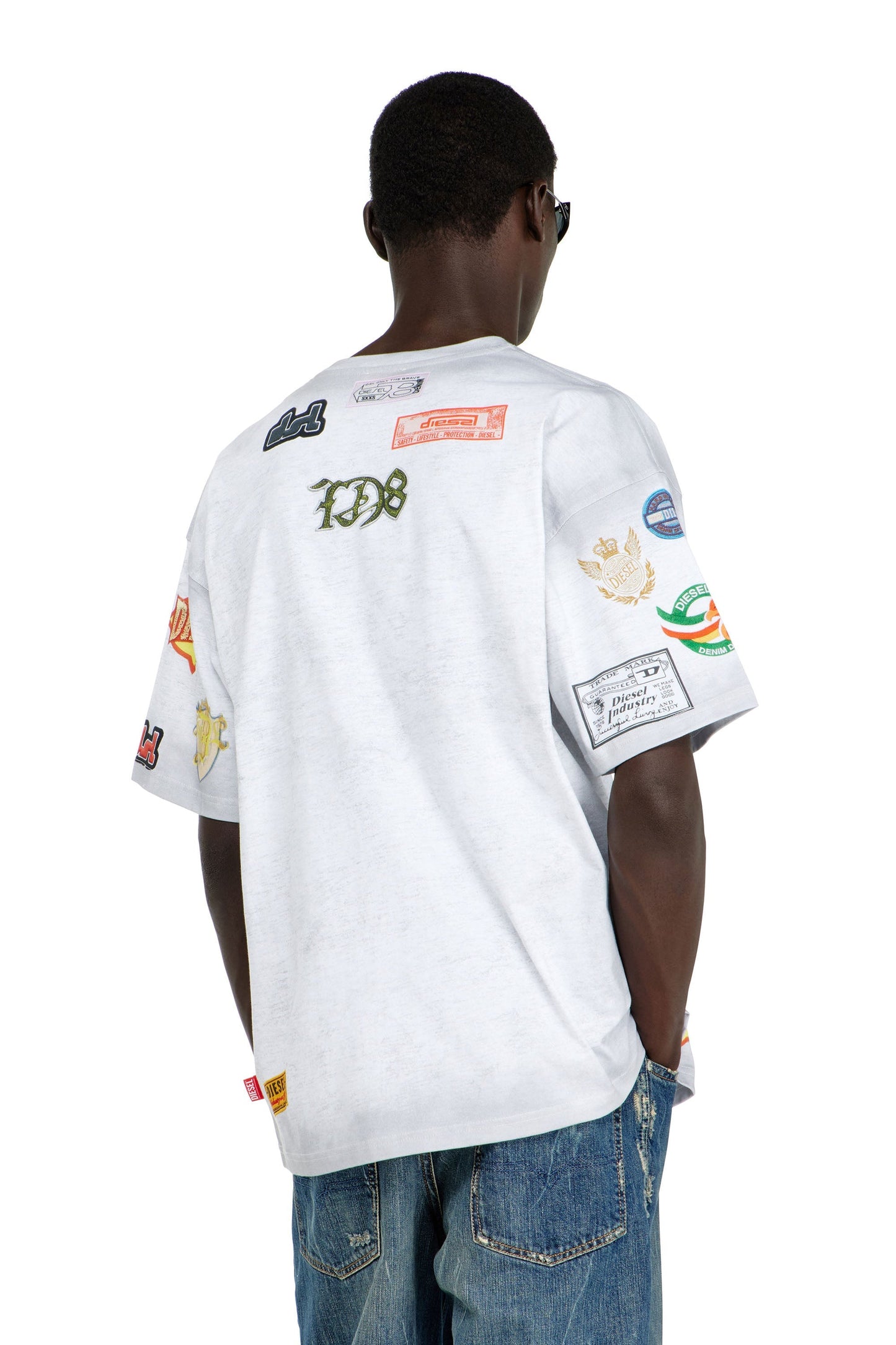 Cotton T-shirt with all-over patches print
