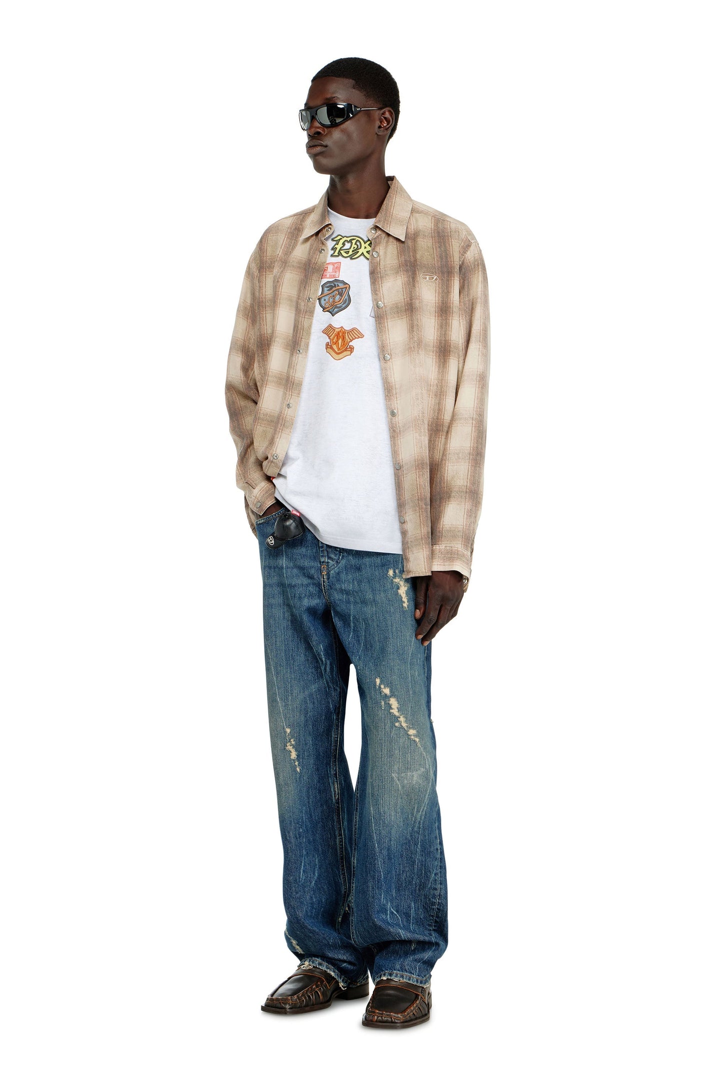 Cotton T-shirt with all-over patches print