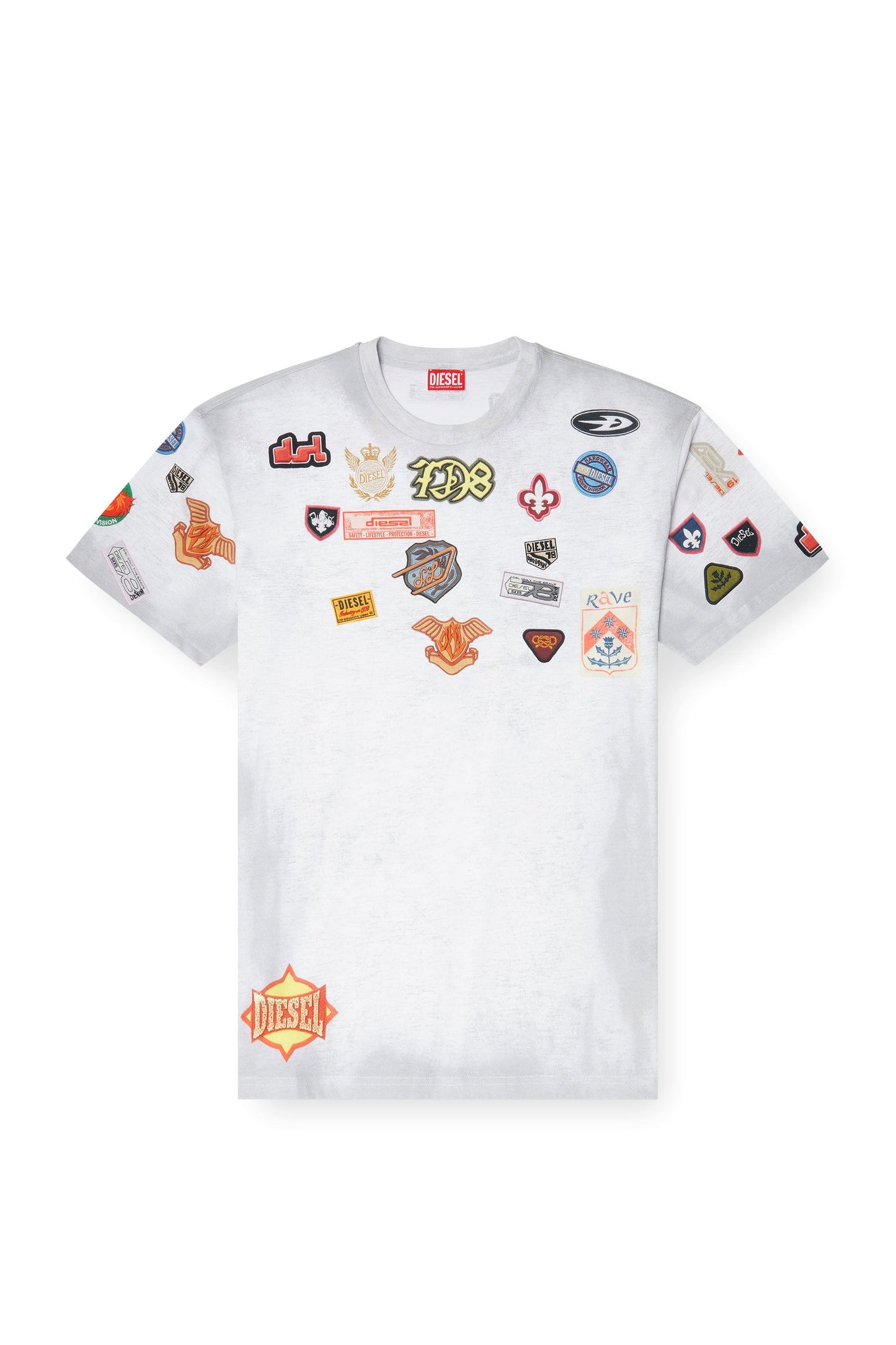 Cotton T-shirt with all-over patches print
