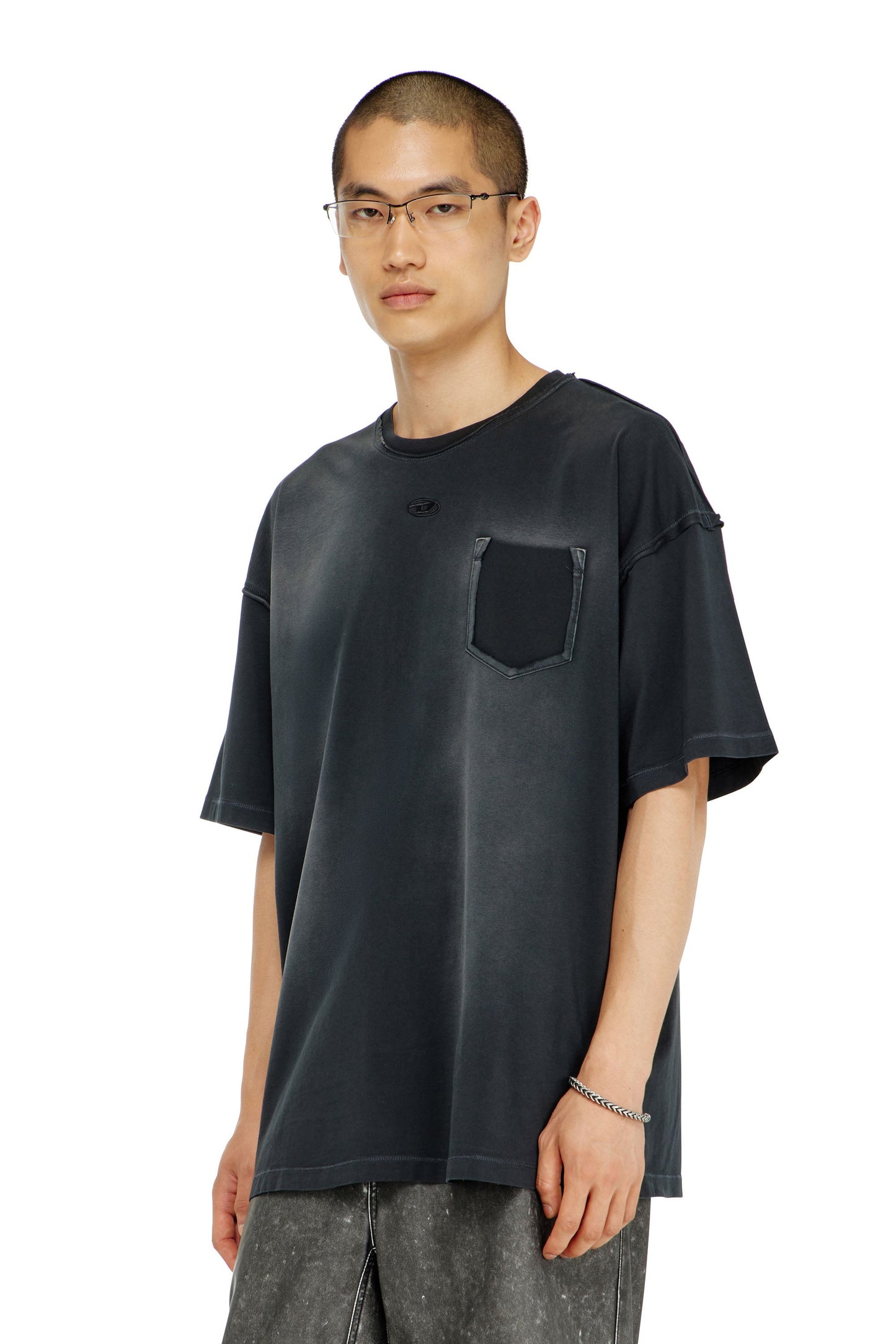 Faded T-shirt with ripped pocket detail