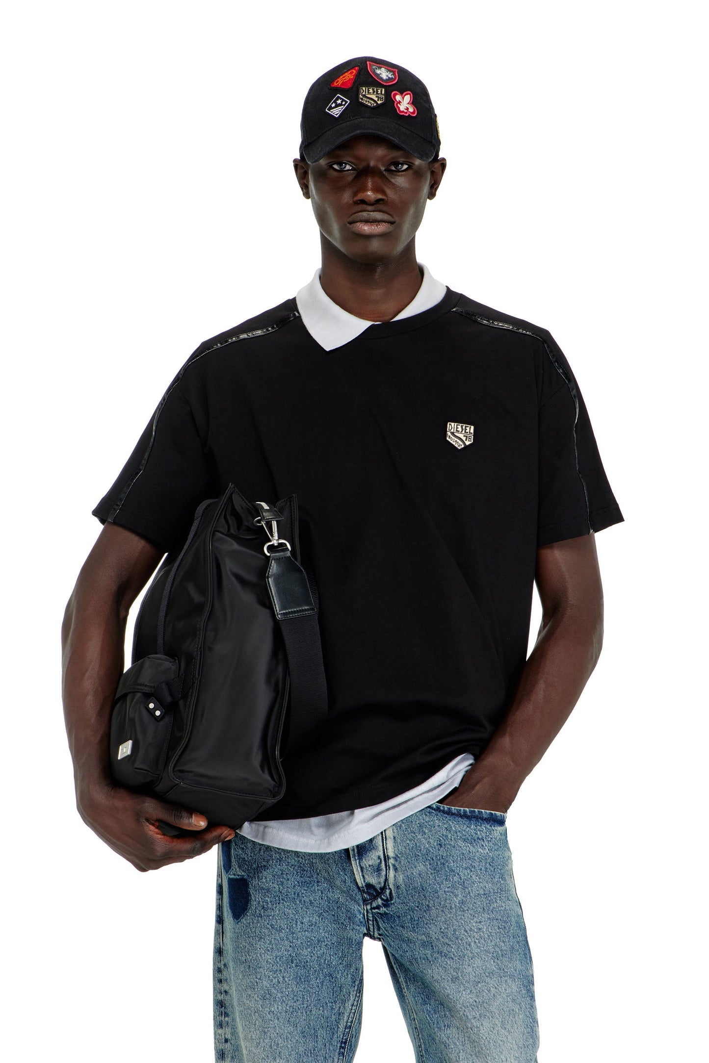 T-shirt with contrast trims and logo patch