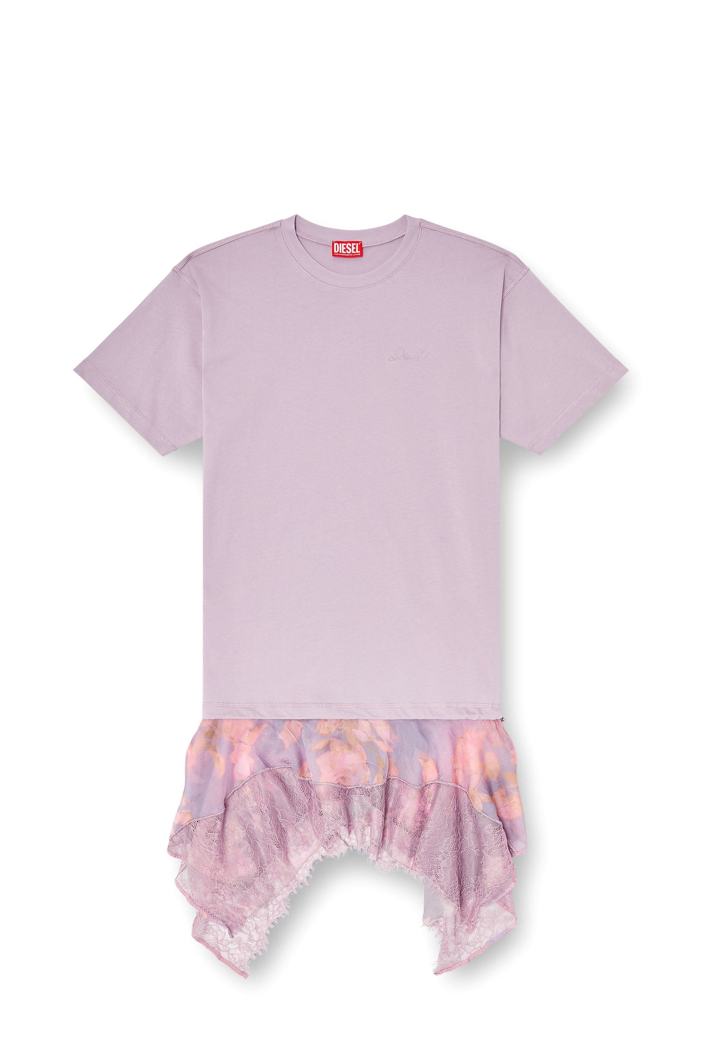 T-shirt dress with chiffon and lace skirt