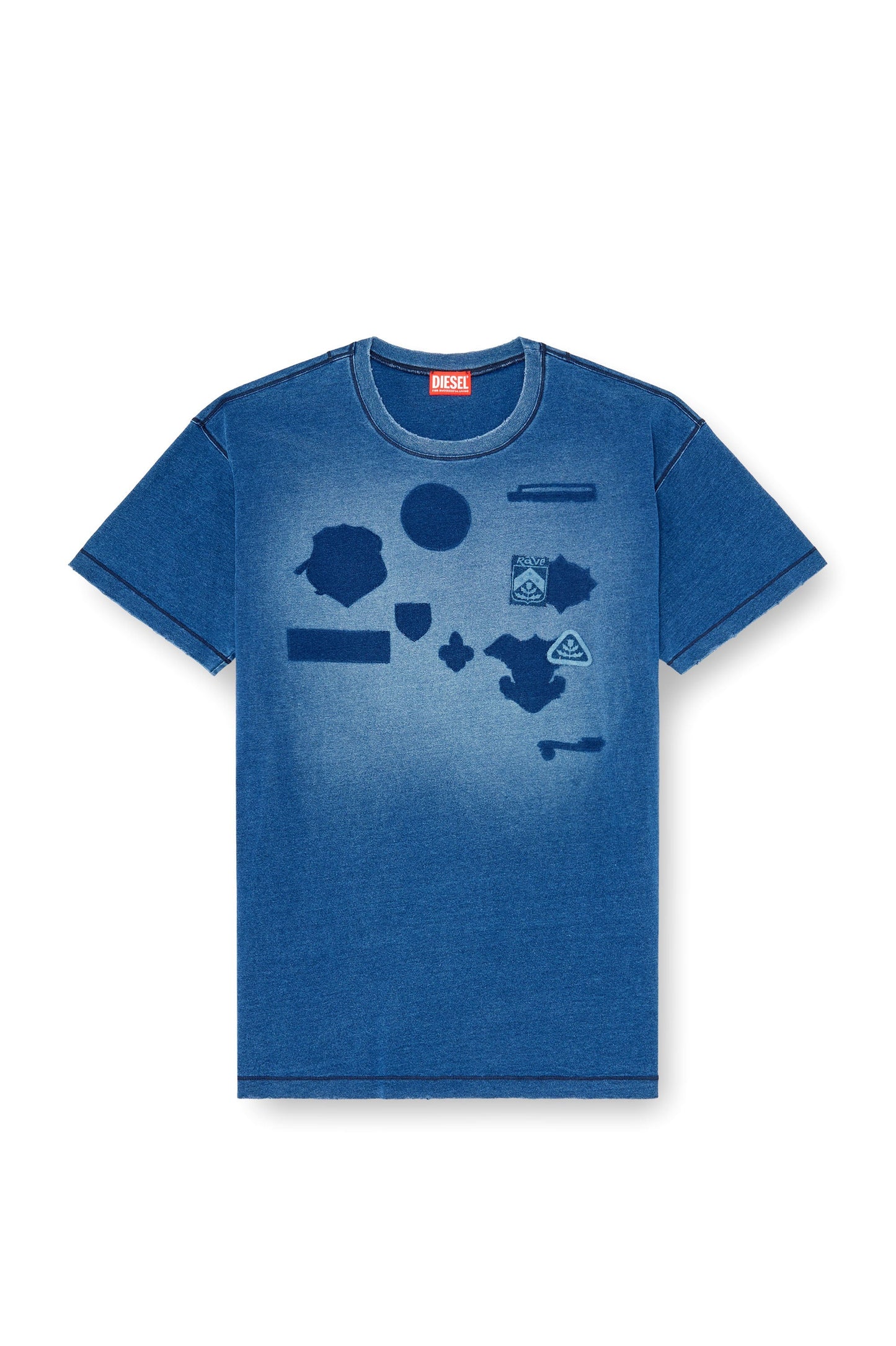 T-shirt with shadow-effect patches