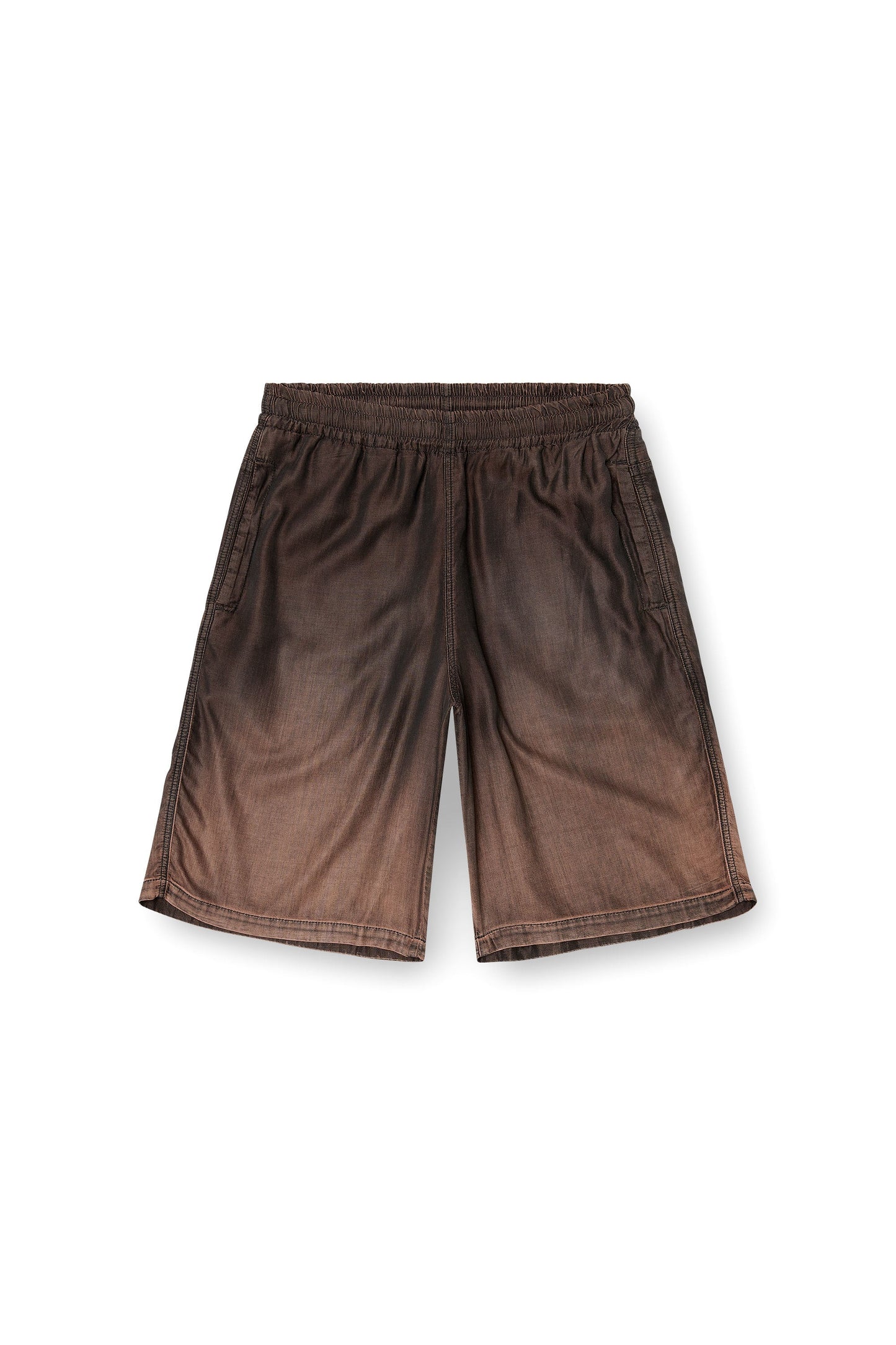 Relaxed bermuda shorts in fluid coated denim