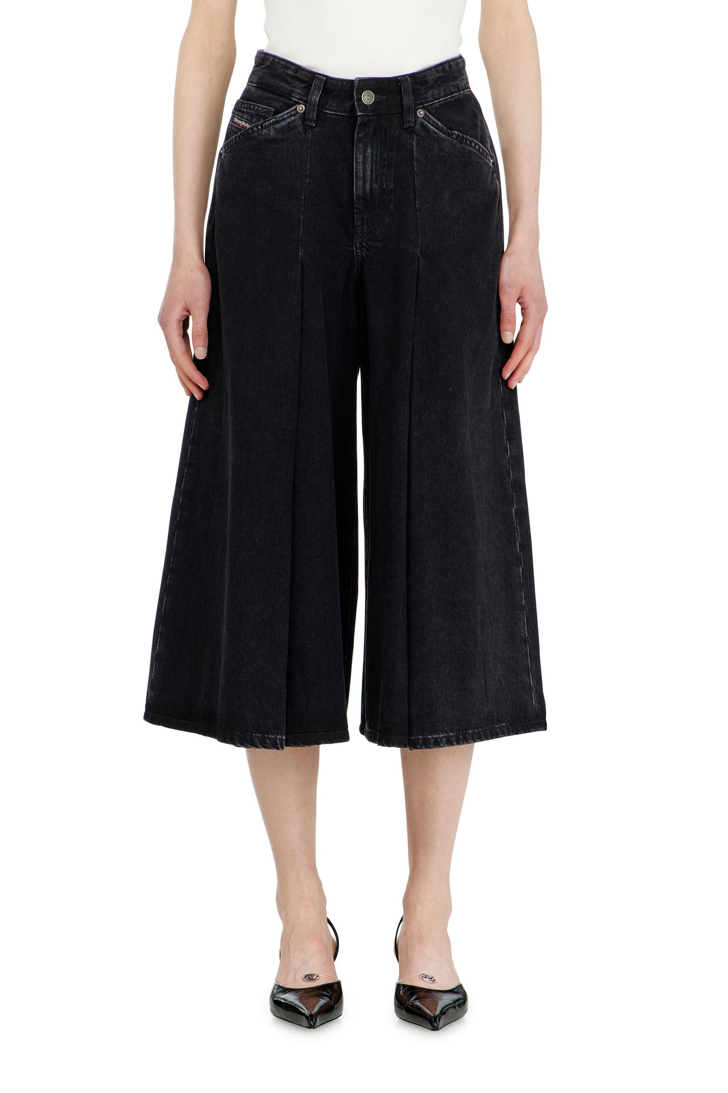 Denim culottes with pleats