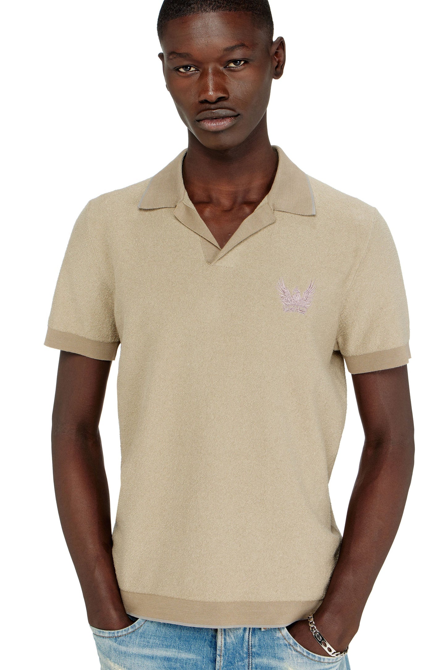 Bouclé-knit polo shirt with Phoenix logo