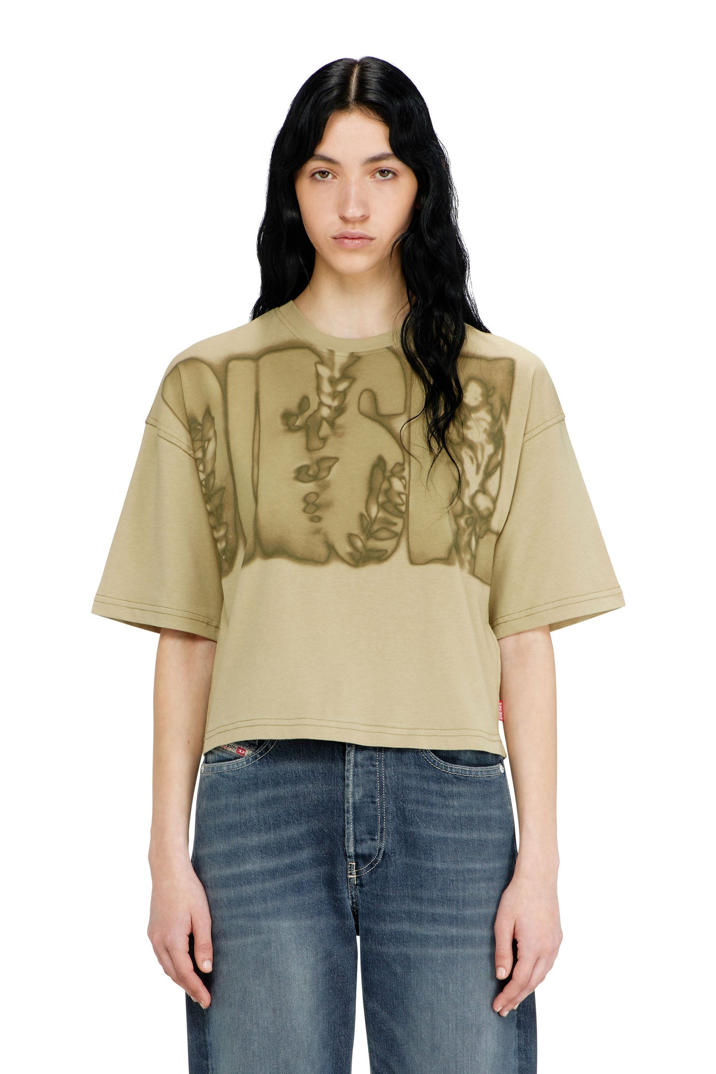 Cropped T-shirt with digital print
