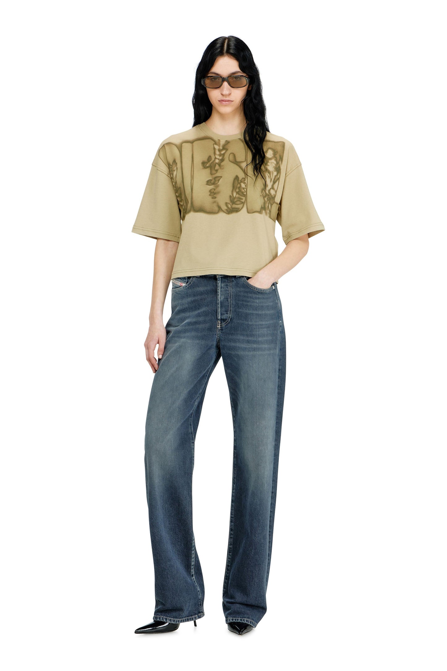 Cropped T-shirt with digital print