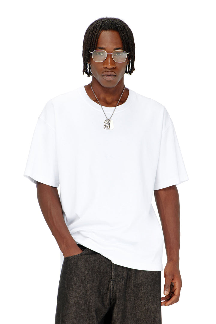 Cotton-interlock T-shirt with logo embroidery — White
