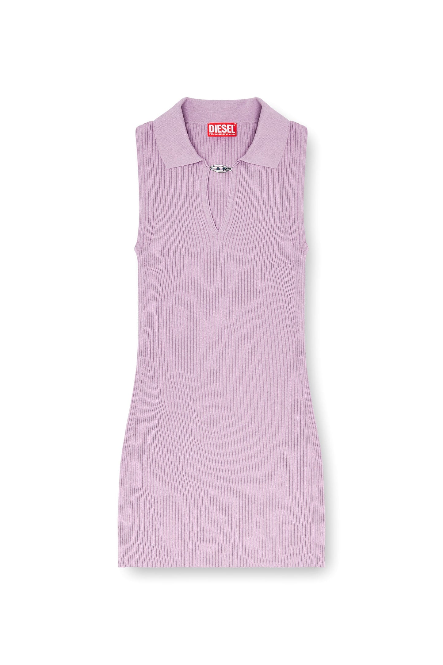 Short polo dress in silk-blend rib knit
