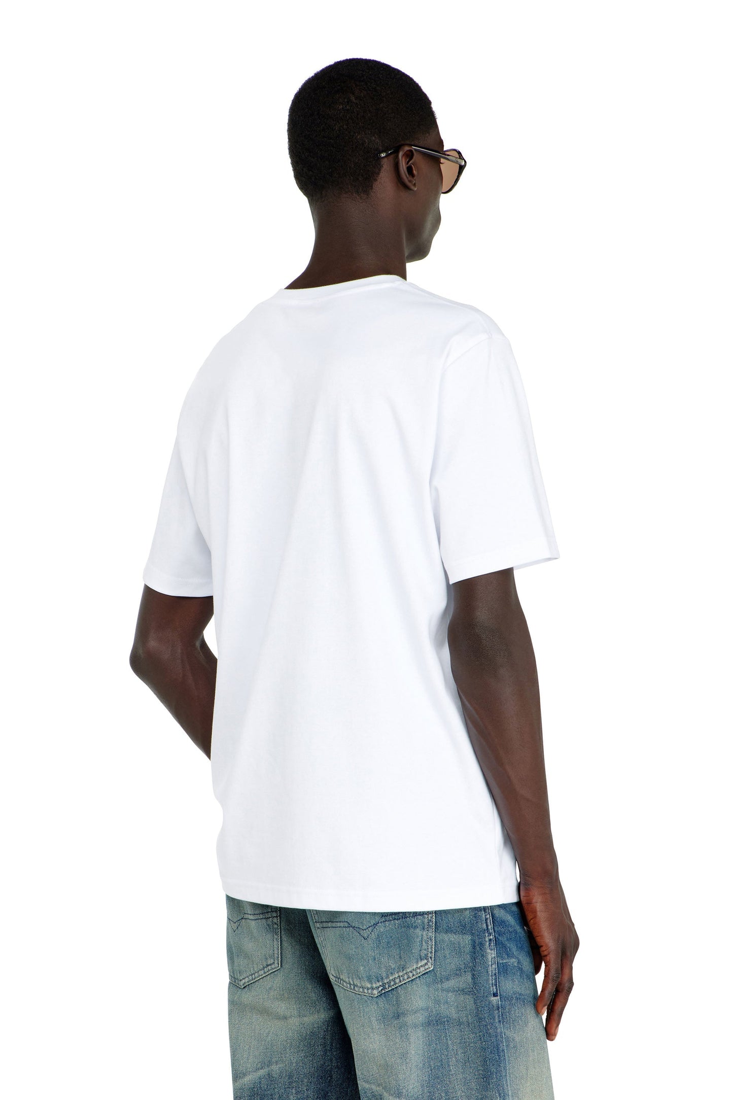 V-neck T-shirt with micro logo embroidery