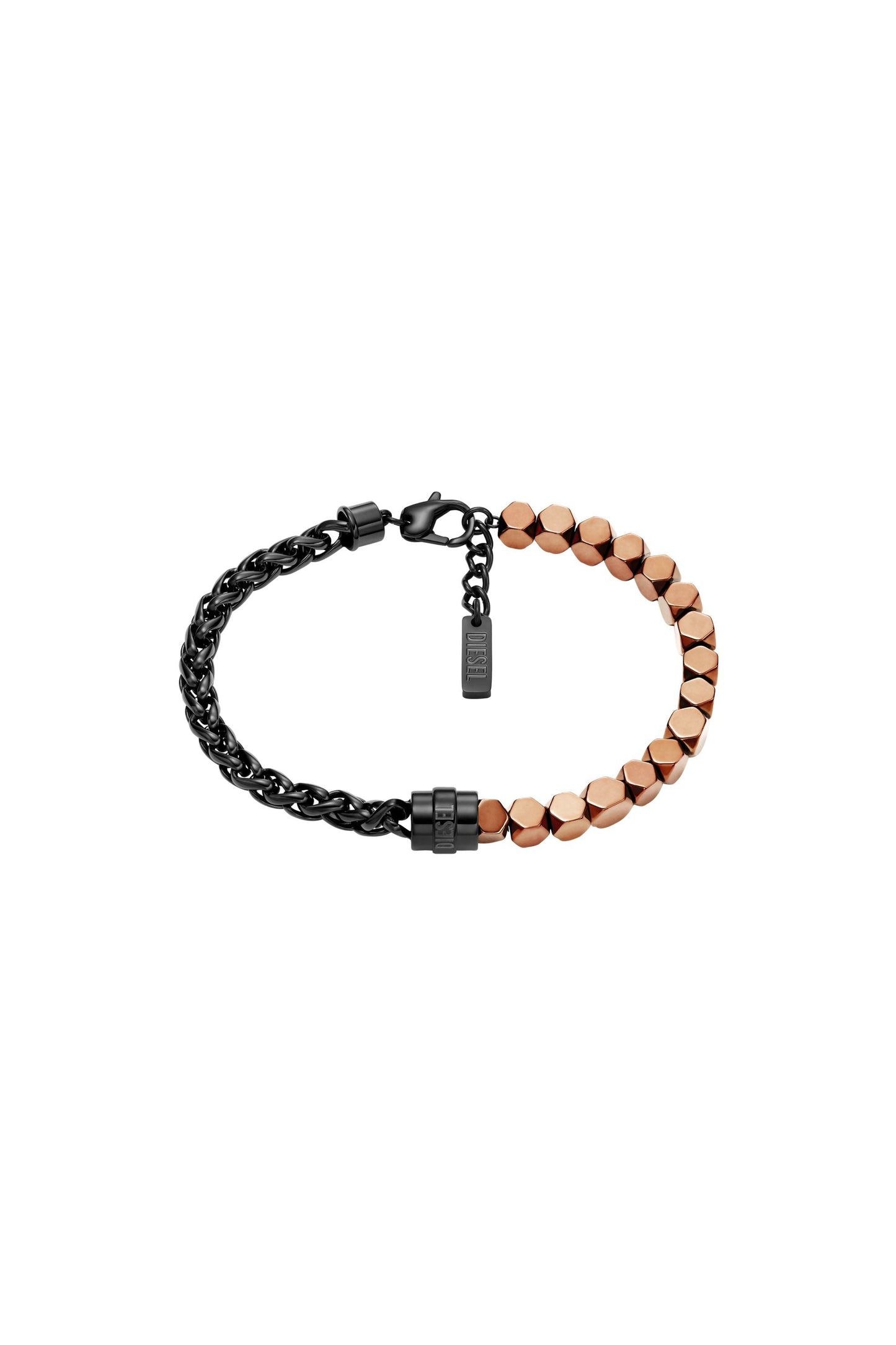 Stainless steel and hematite beaded bracelet