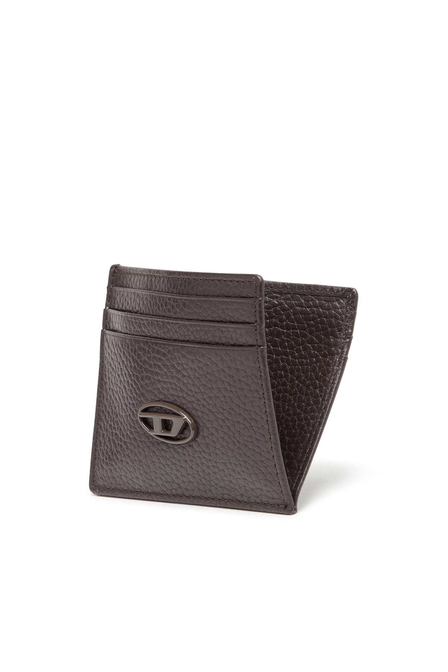 Card case in grained leather