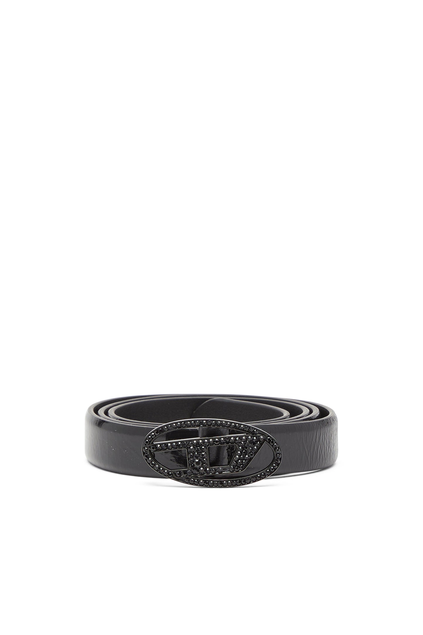 2 cm leather belt with crystal buckle