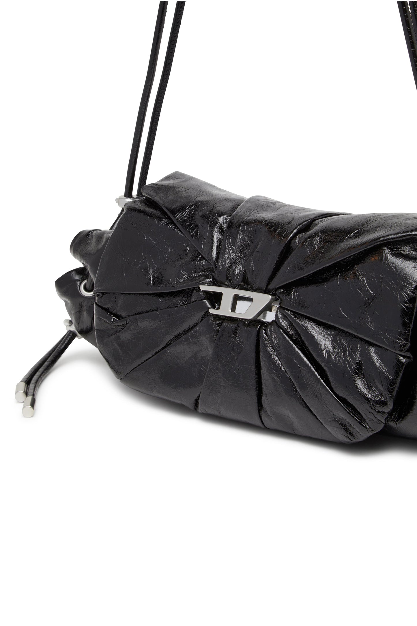 Scrunch-D-Small shoulder bag in shiny scrunched leather