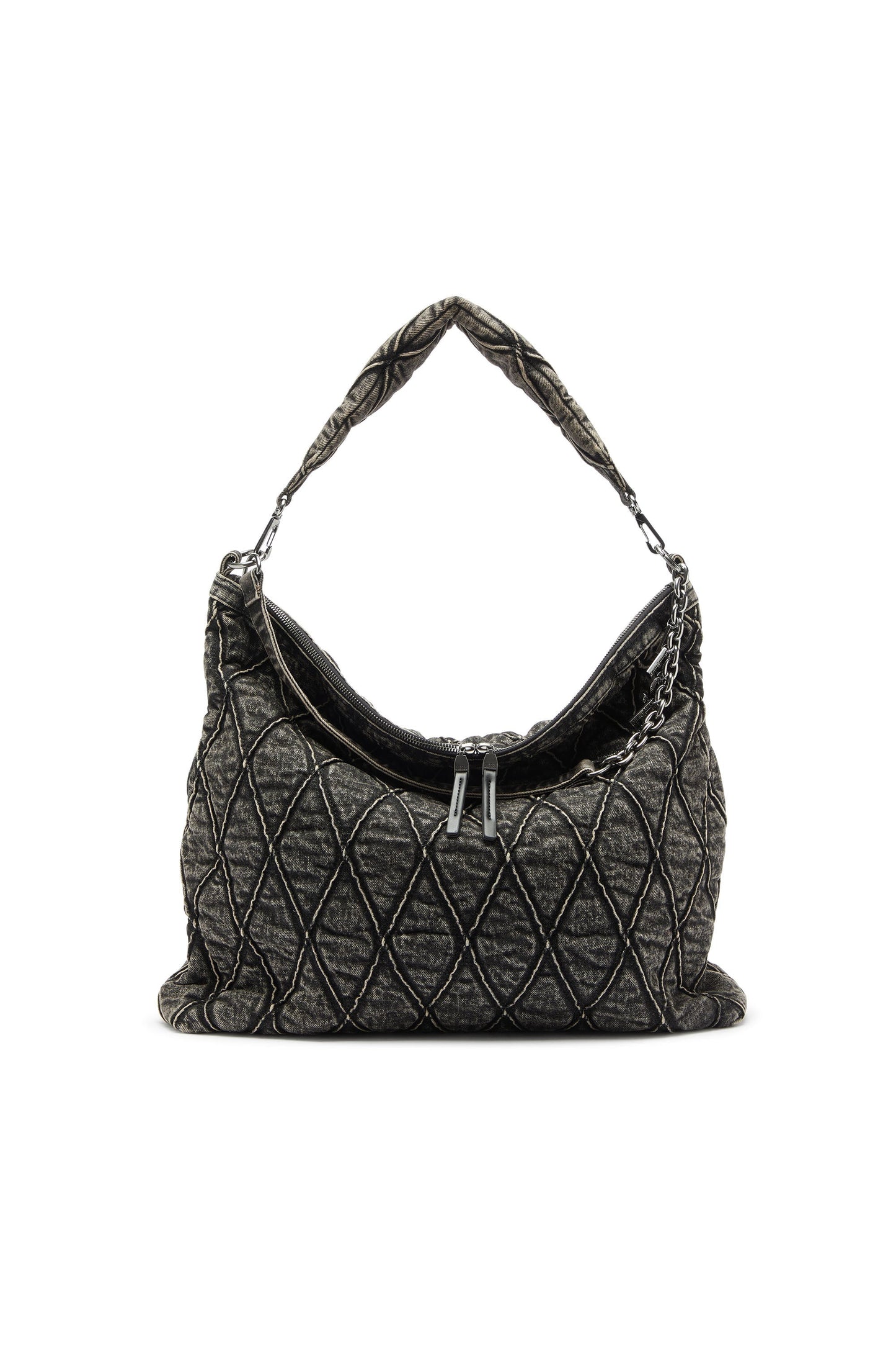 Charm-D - Hobo bag in acid-wash quilted denim