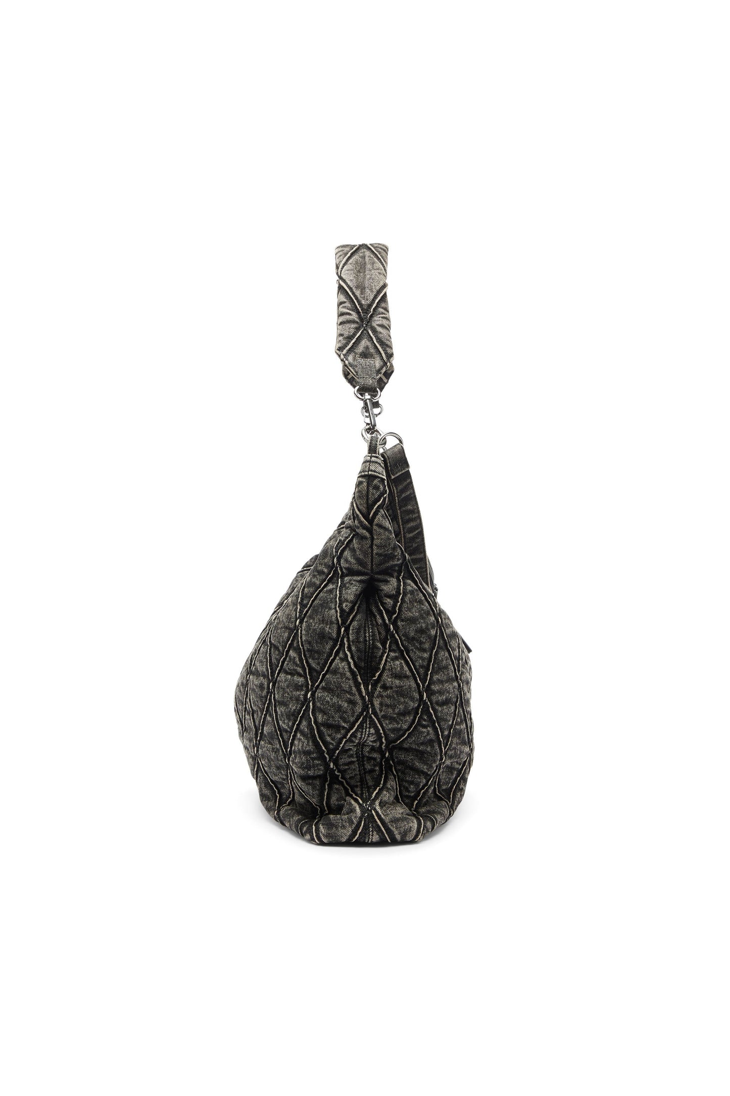 Charm-D - Hobo bag in acid-wash quilted denim