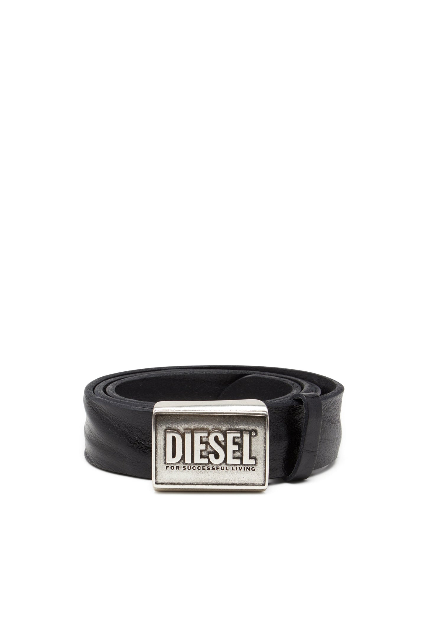 Leather belt 4 cm with logo plaque