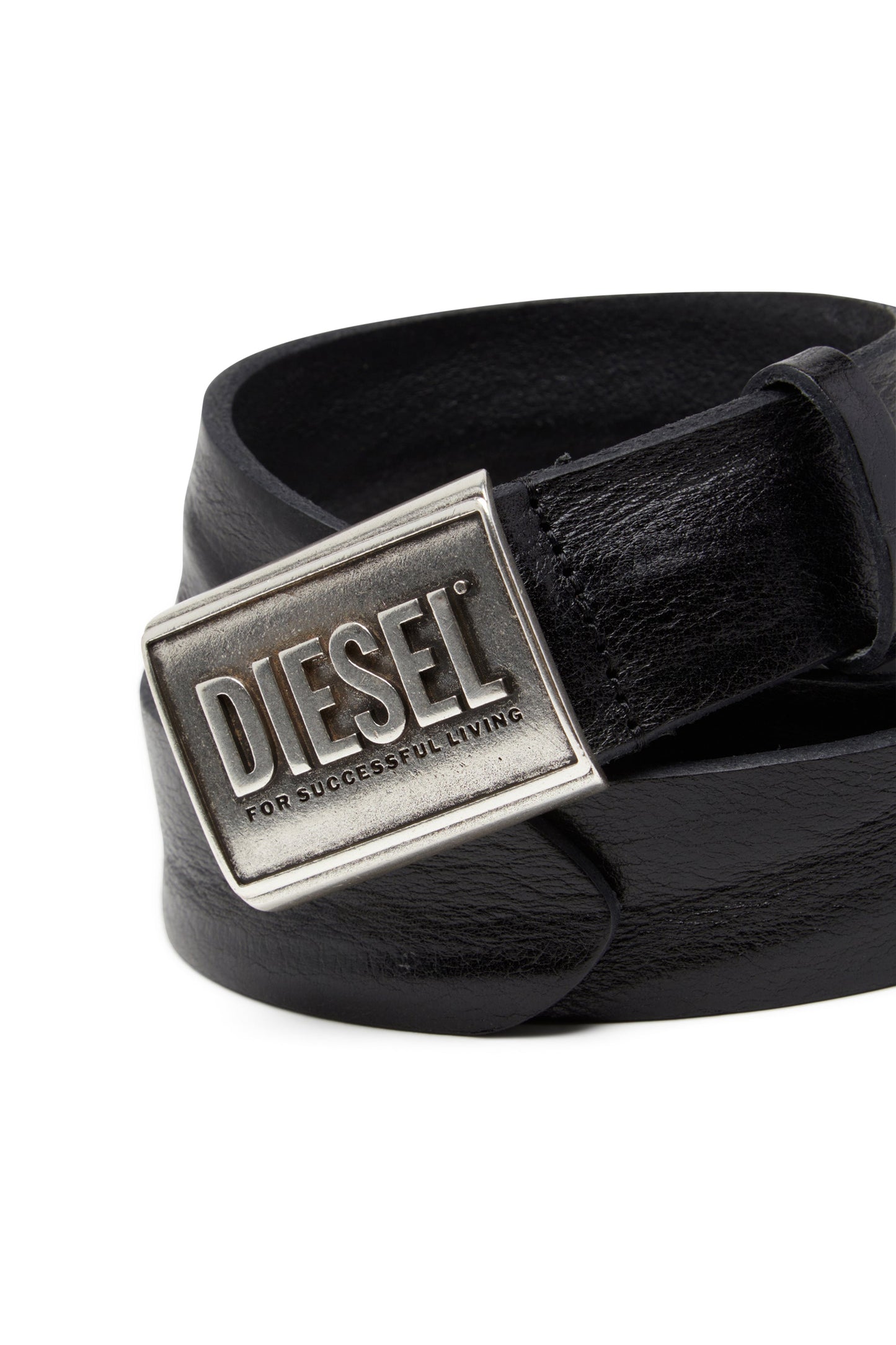 Leather belt 4 cm with logo plaque